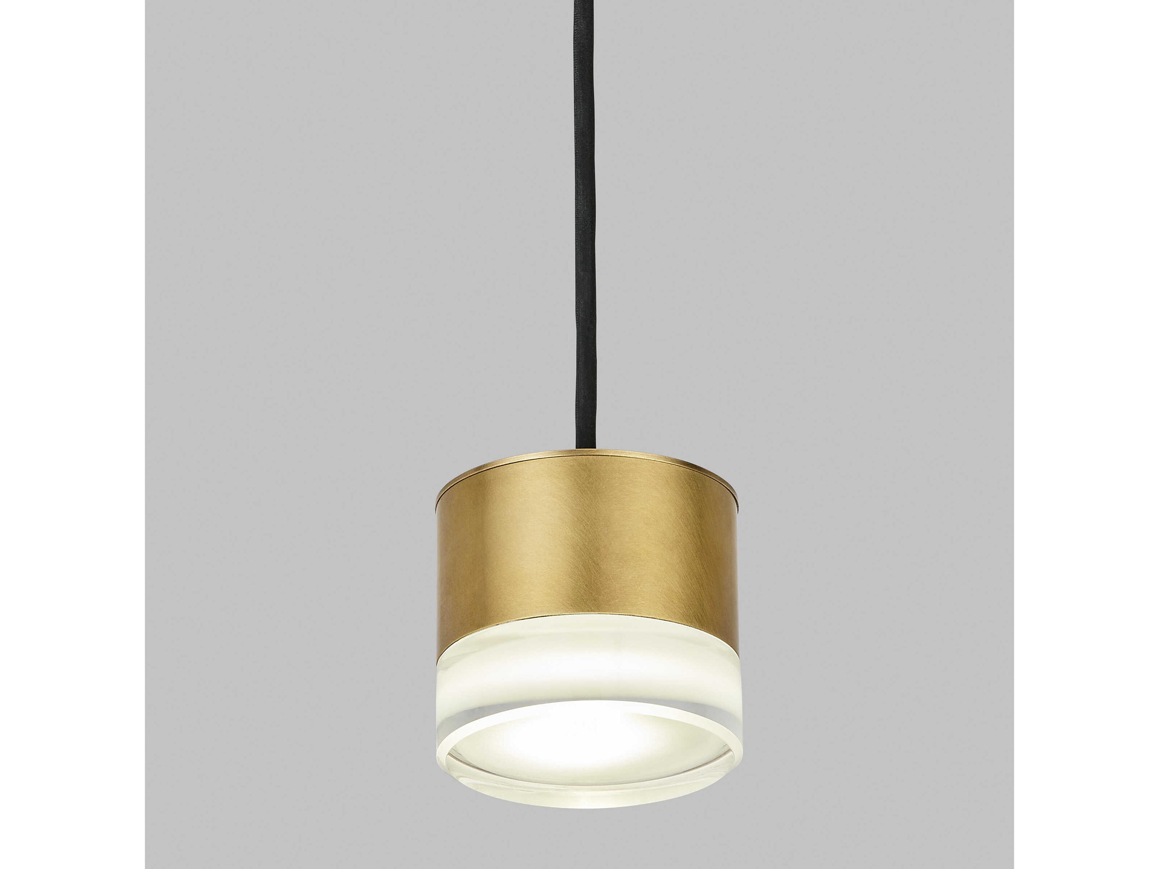 Visual Comfort Modern Gable 1-Light Natural Brass Round Mini Pendant