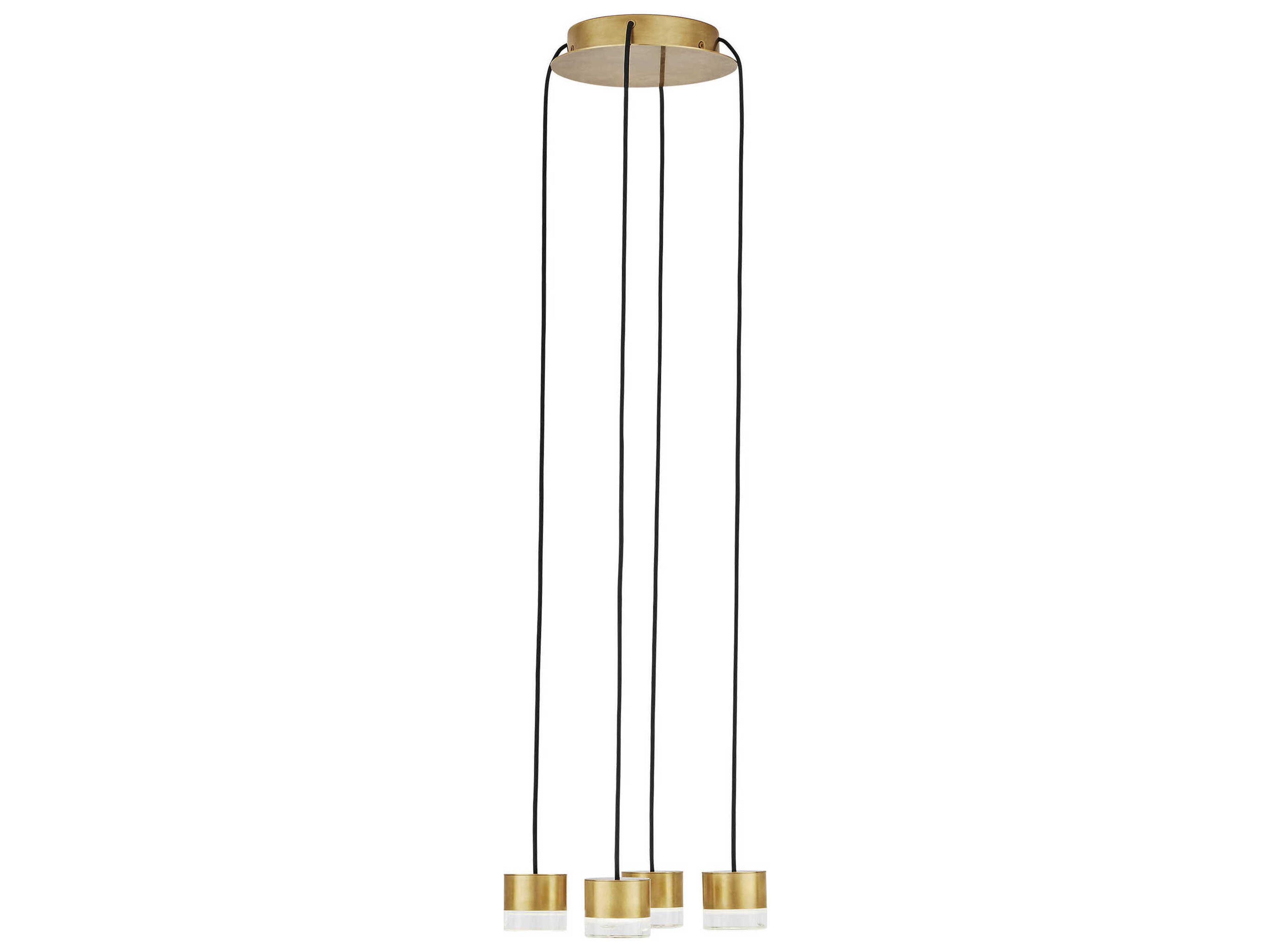 Visual Comfort Modern Gable 4-Light Natural Brass Mini Pendant