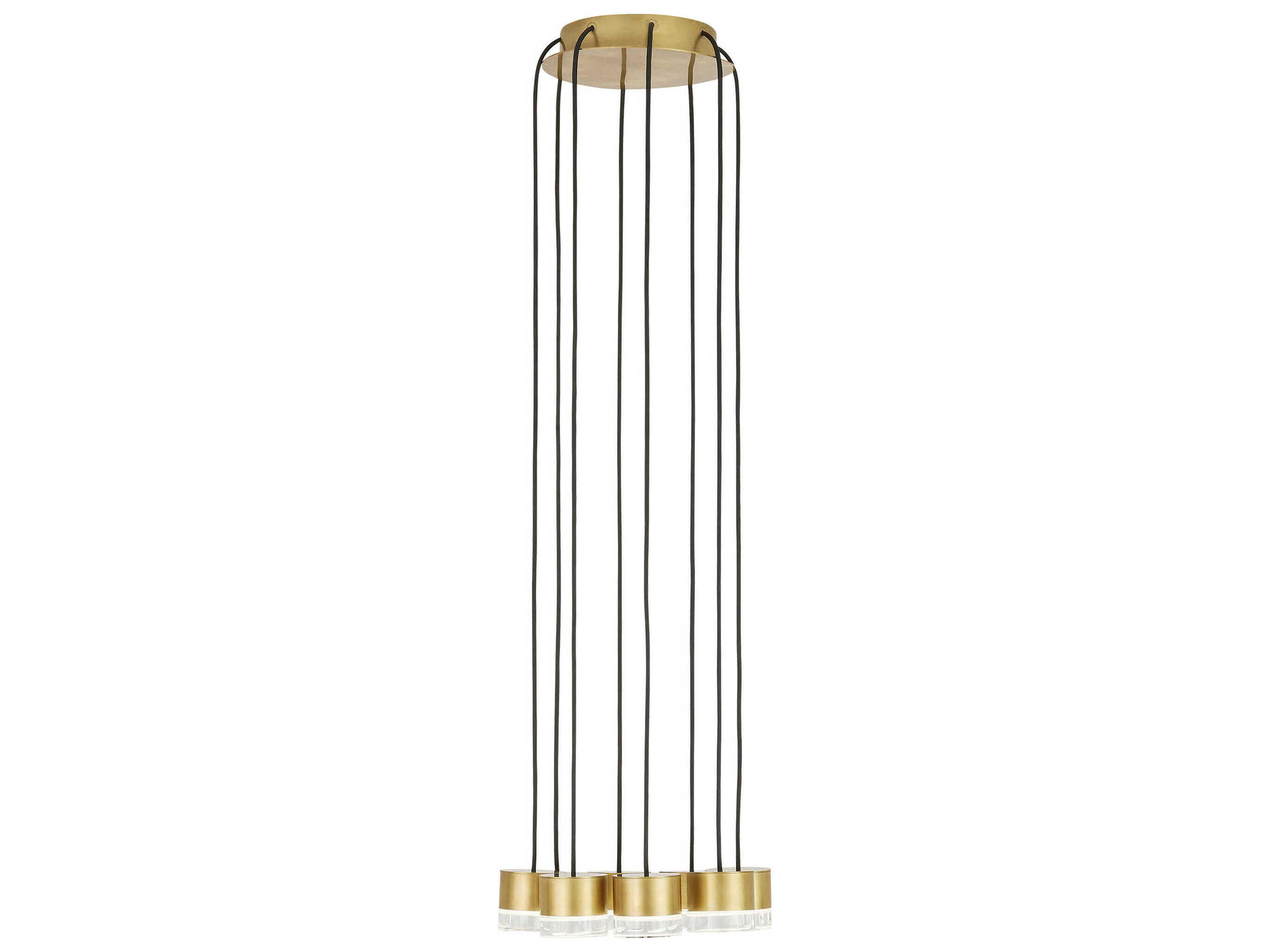Visual Comfort Modern Gable 8-Light Natural Brass Mini Pendant
