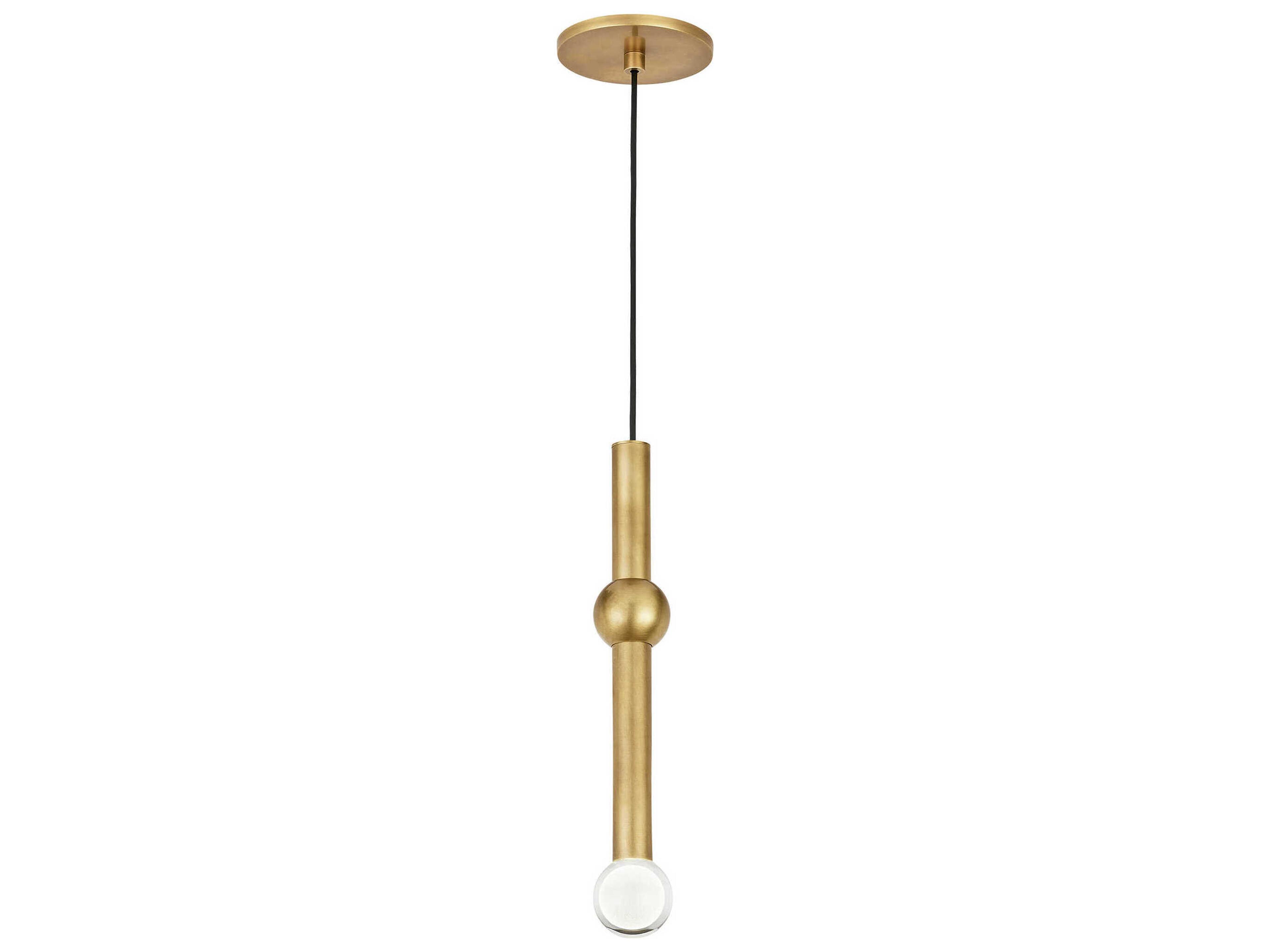 Visual Comfort Modern Guyed 1-Light Natural Brass Linear Mini Pendant