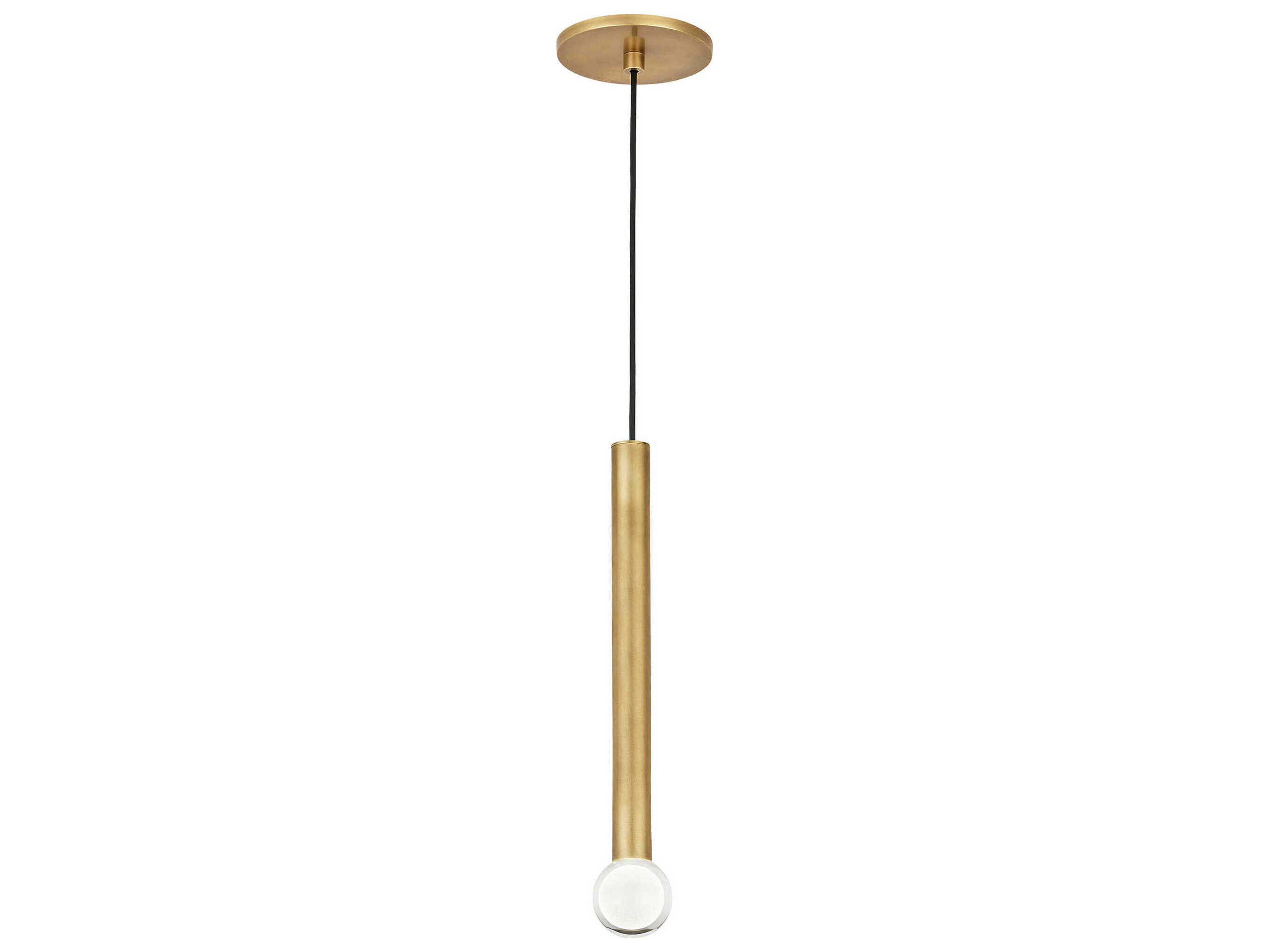 Visual Comfort Modern Guyed 1-Light Natural Brass Linear Mini Pendant