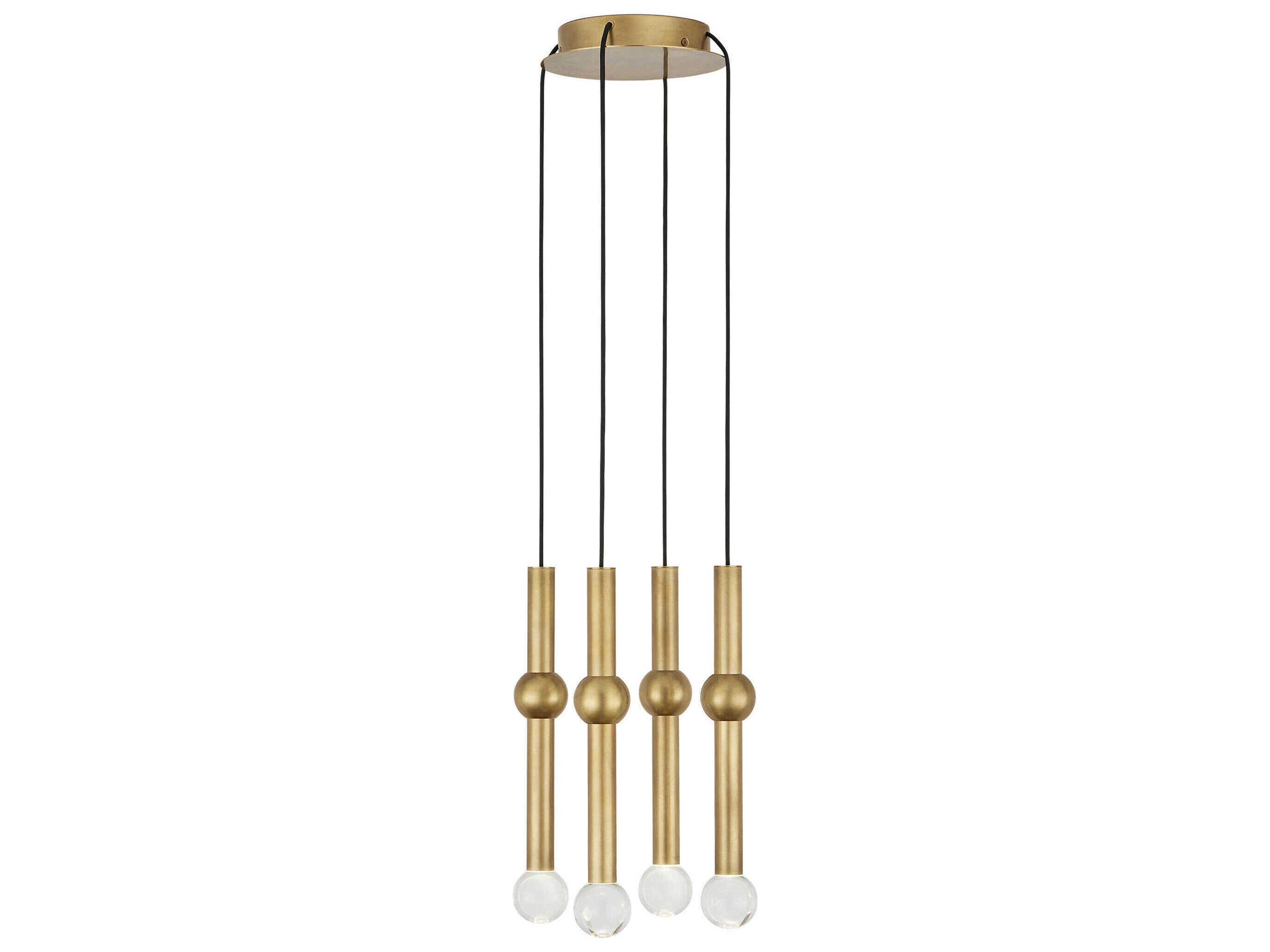 Visual Comfort Modern Guyed 4-Light Natural Brass Mini Pendant