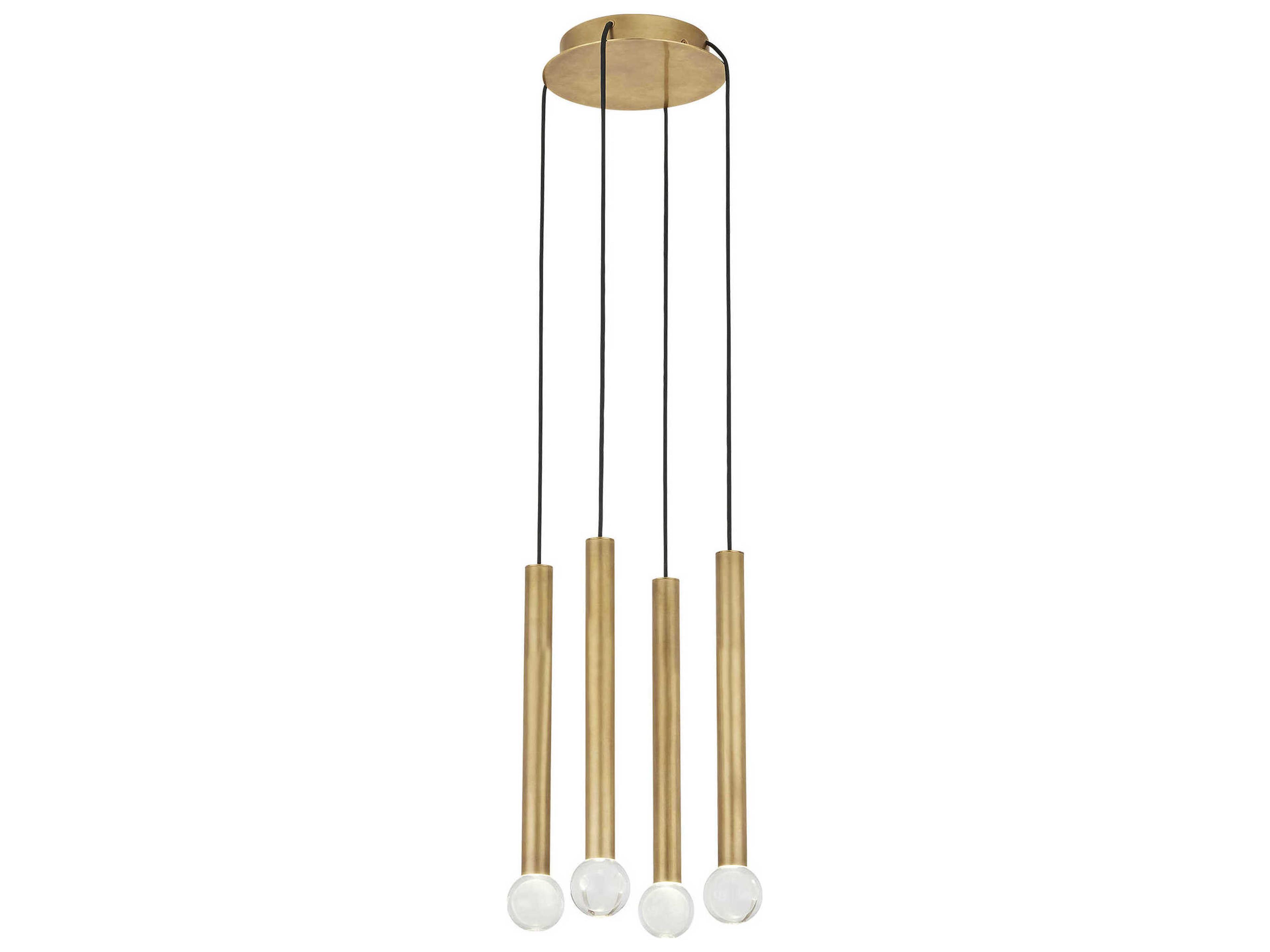 Visual Comfort Modern Guyed 4-Light Natural Brass Mini Pendant