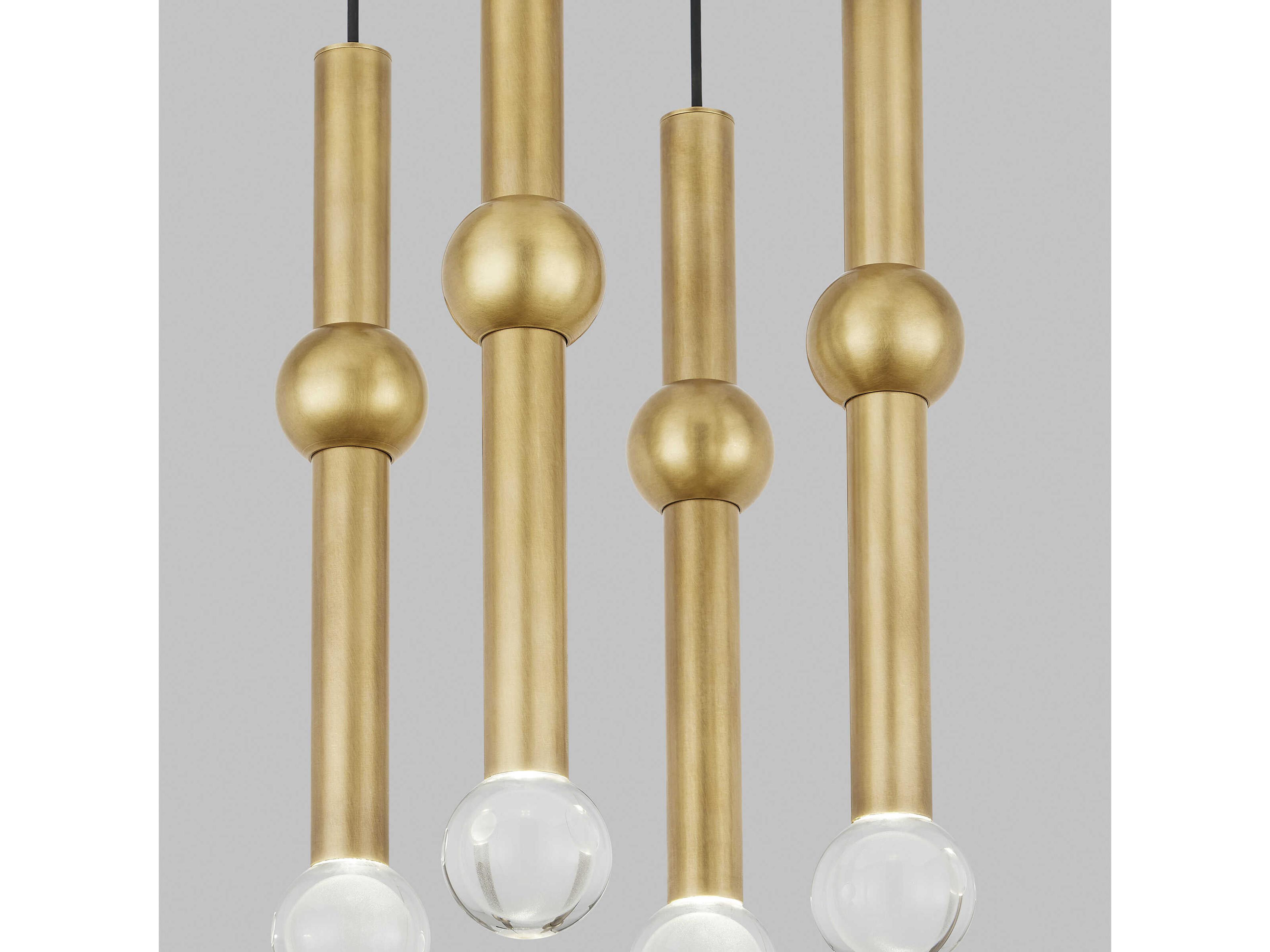 Visual Comfort Modern Guyed 4-Light Natural Brass Mini Pendant