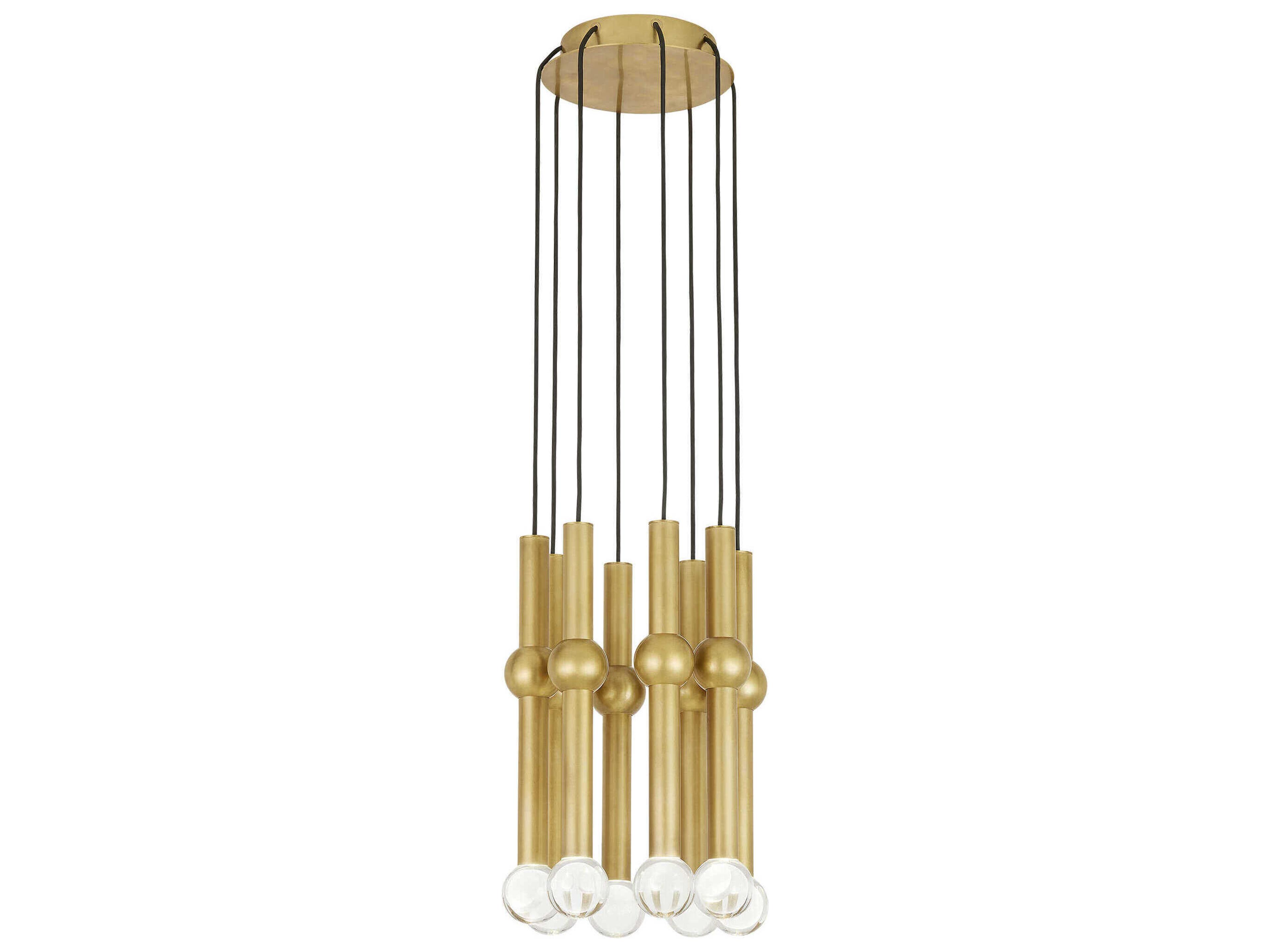 Guyed 8-Light Natural Brass Mini Pendant