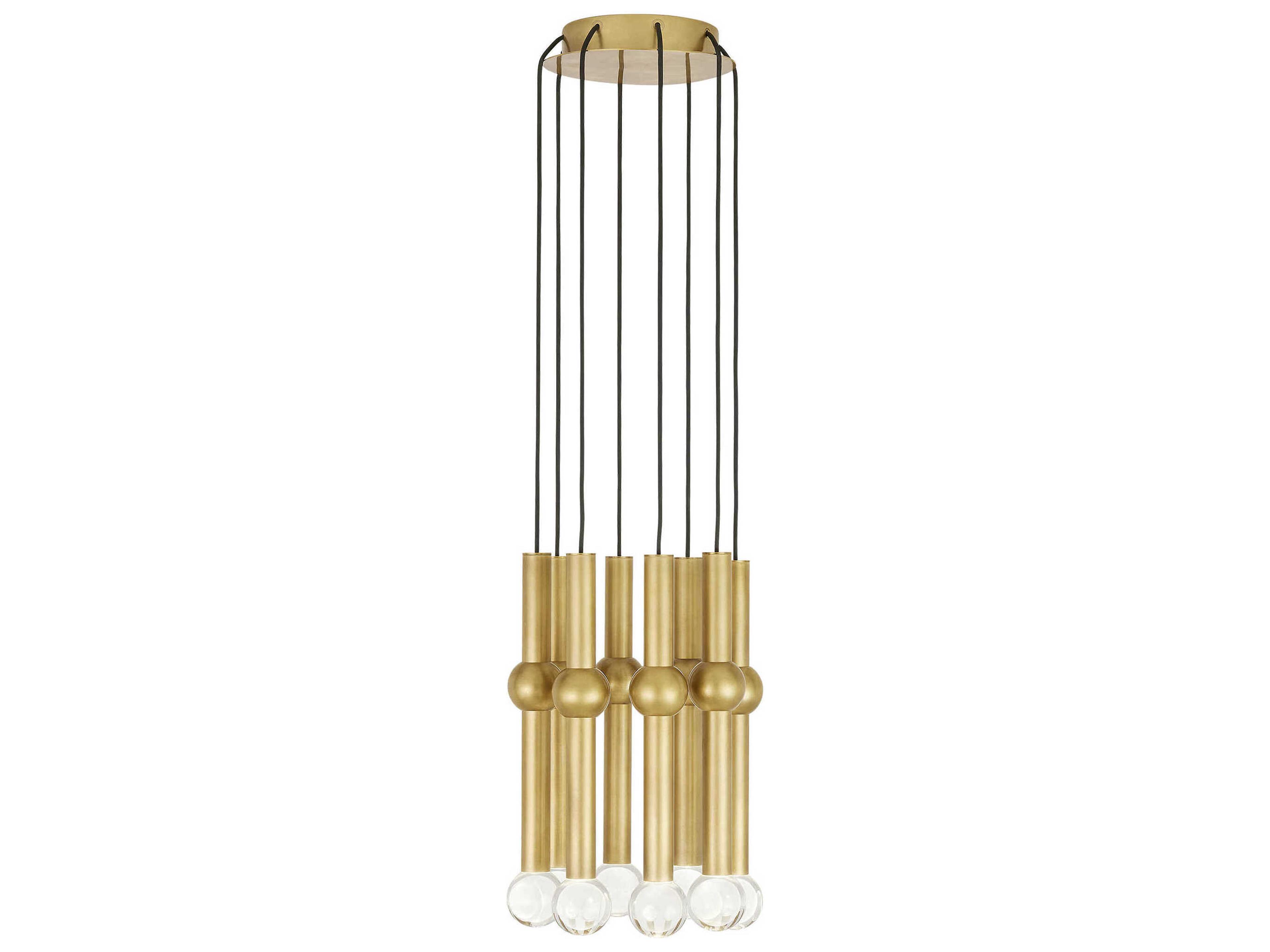 Visual Comfort Modern Guyed 8-Light Natural Brass Mini Pendant