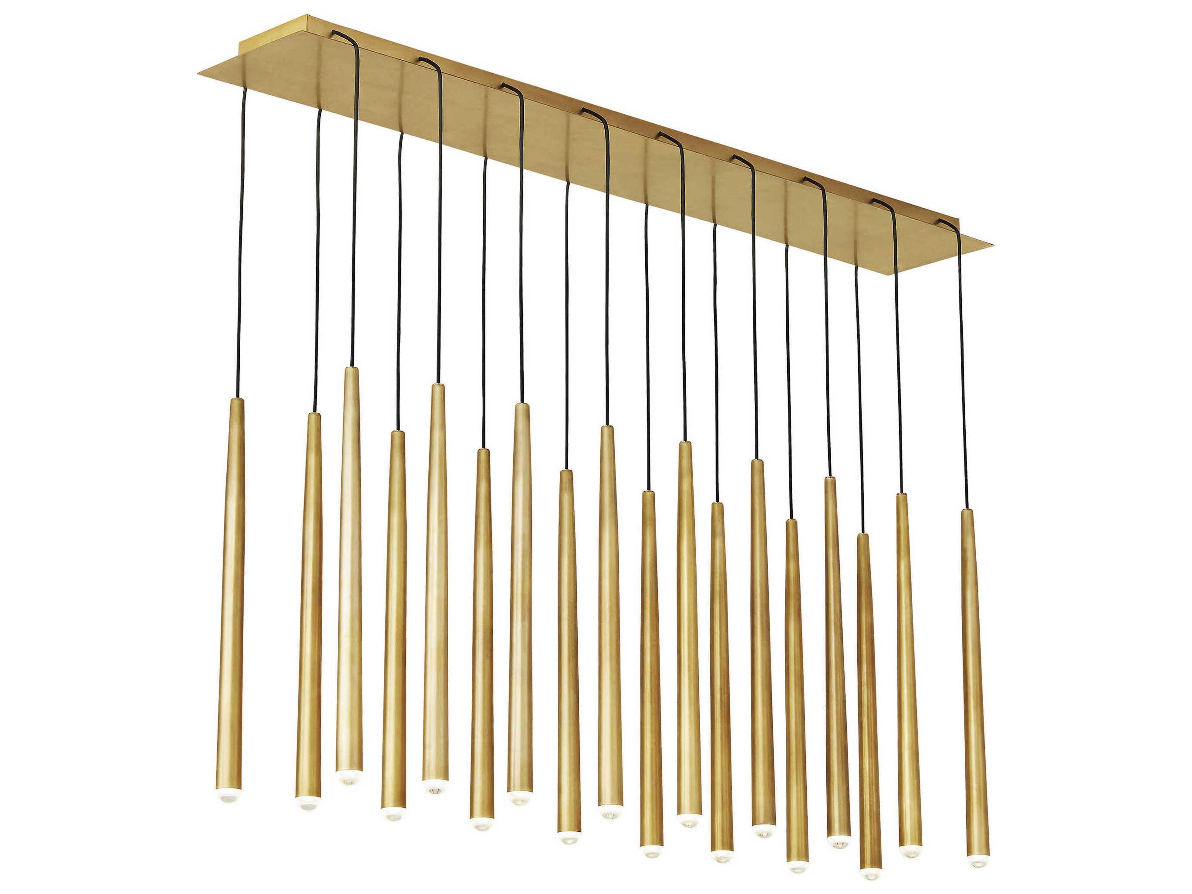 Visual Comfort Modern Pylon 18-Light Natural Brass Linear Island Pendant