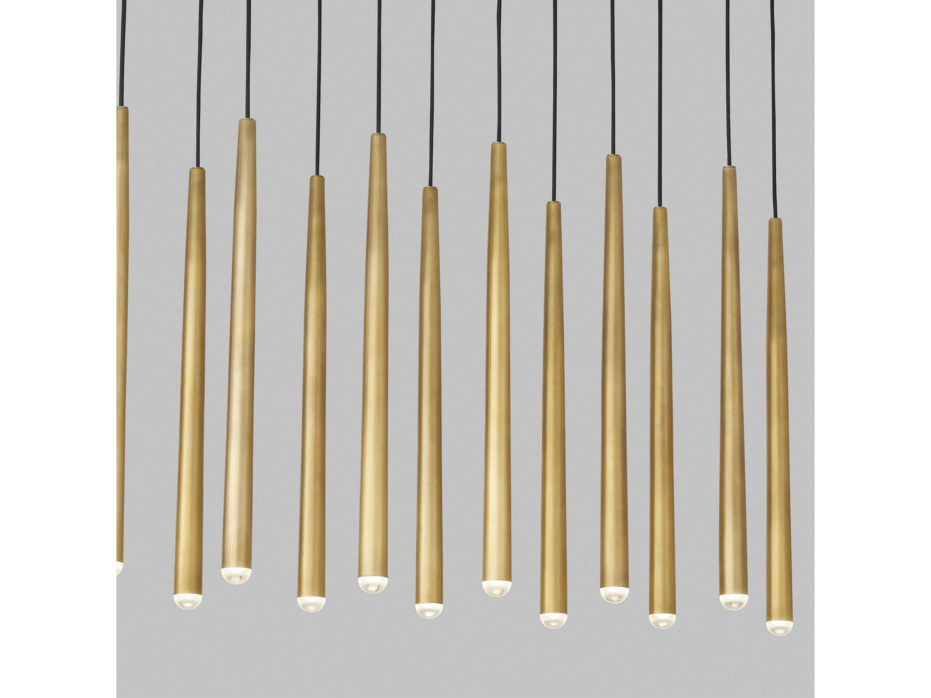 Visual Comfort Modern Pylon 18-Light Natural Brass Linear Island Pendant