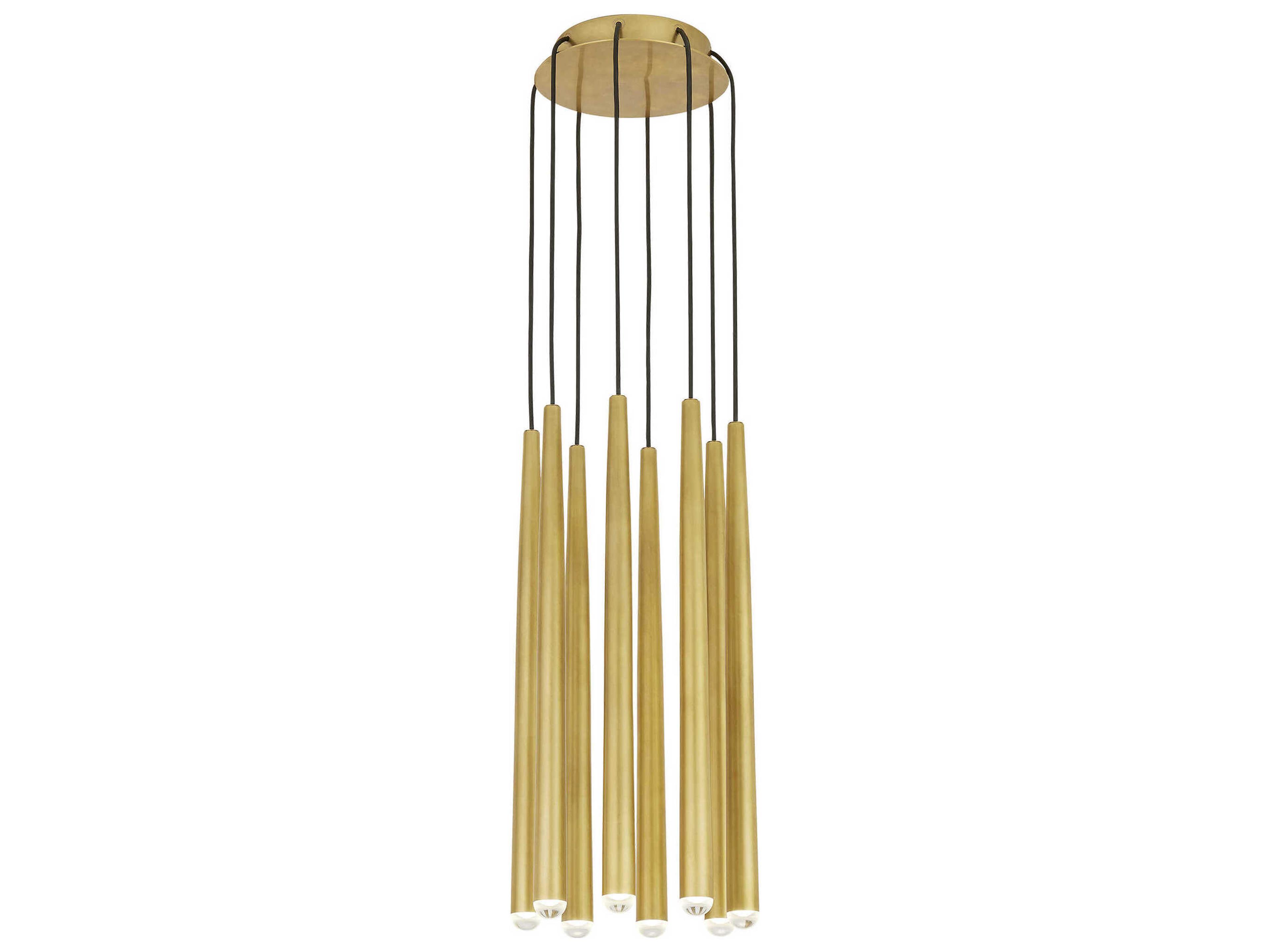 Visual Comfort Modern Pylon 8-Light Natural Brass Linear Mini Pendant