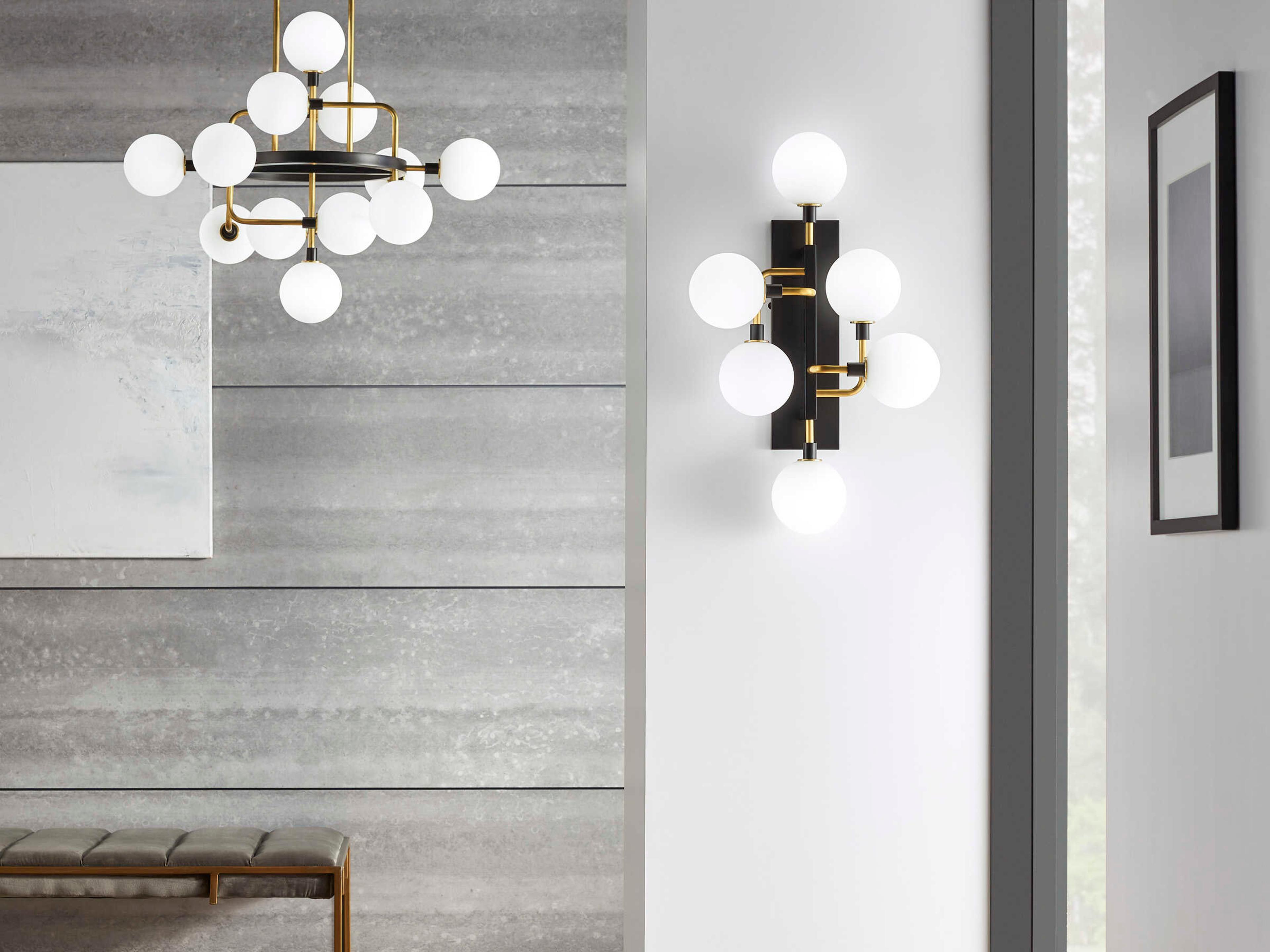 Visual Comfort Modern Viaggio 12-Light Brass Globe Chandelier