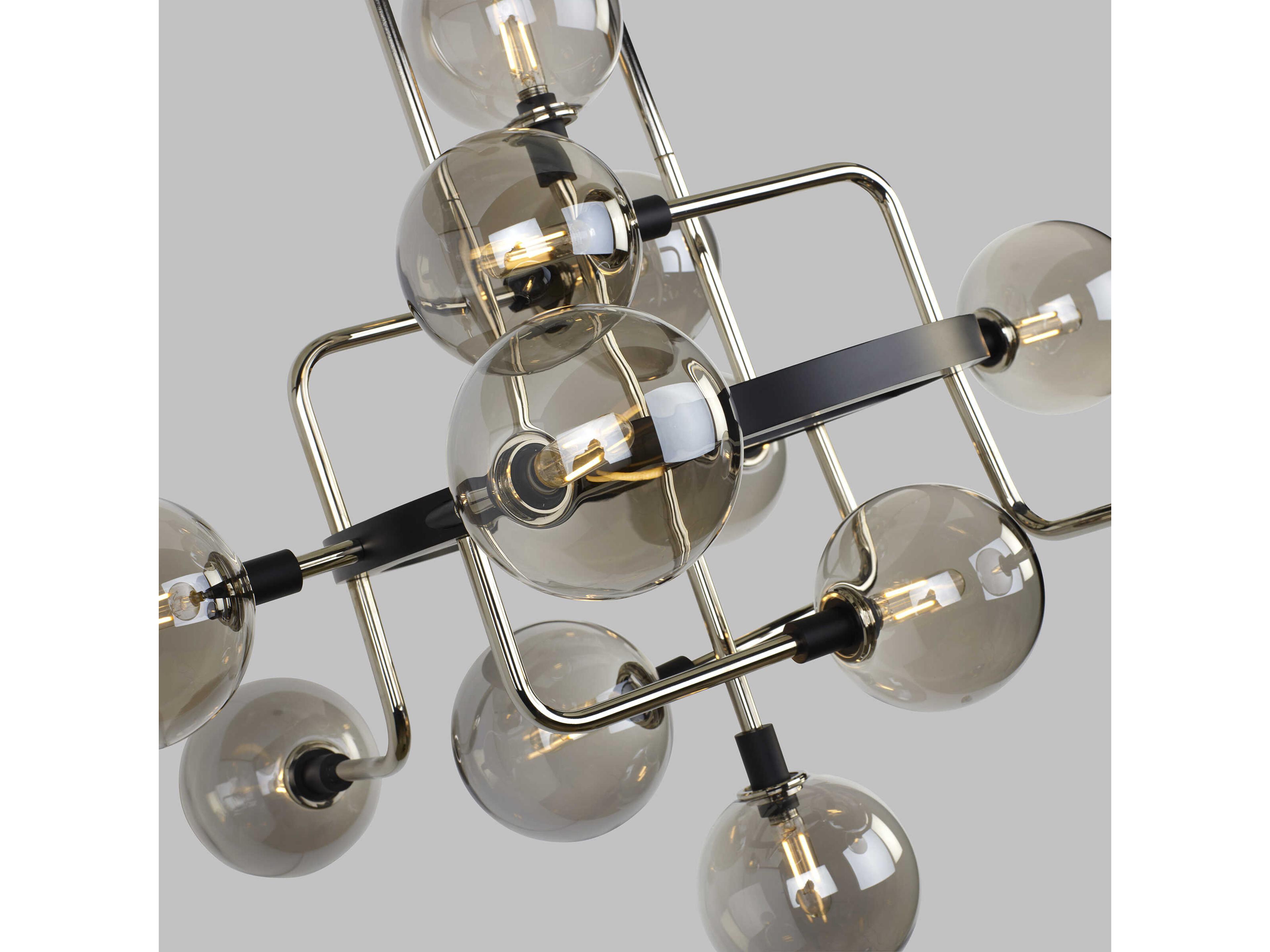 Visual Comfort Modern Viaggio 12-Light Polished Nickel Globe Chandelier