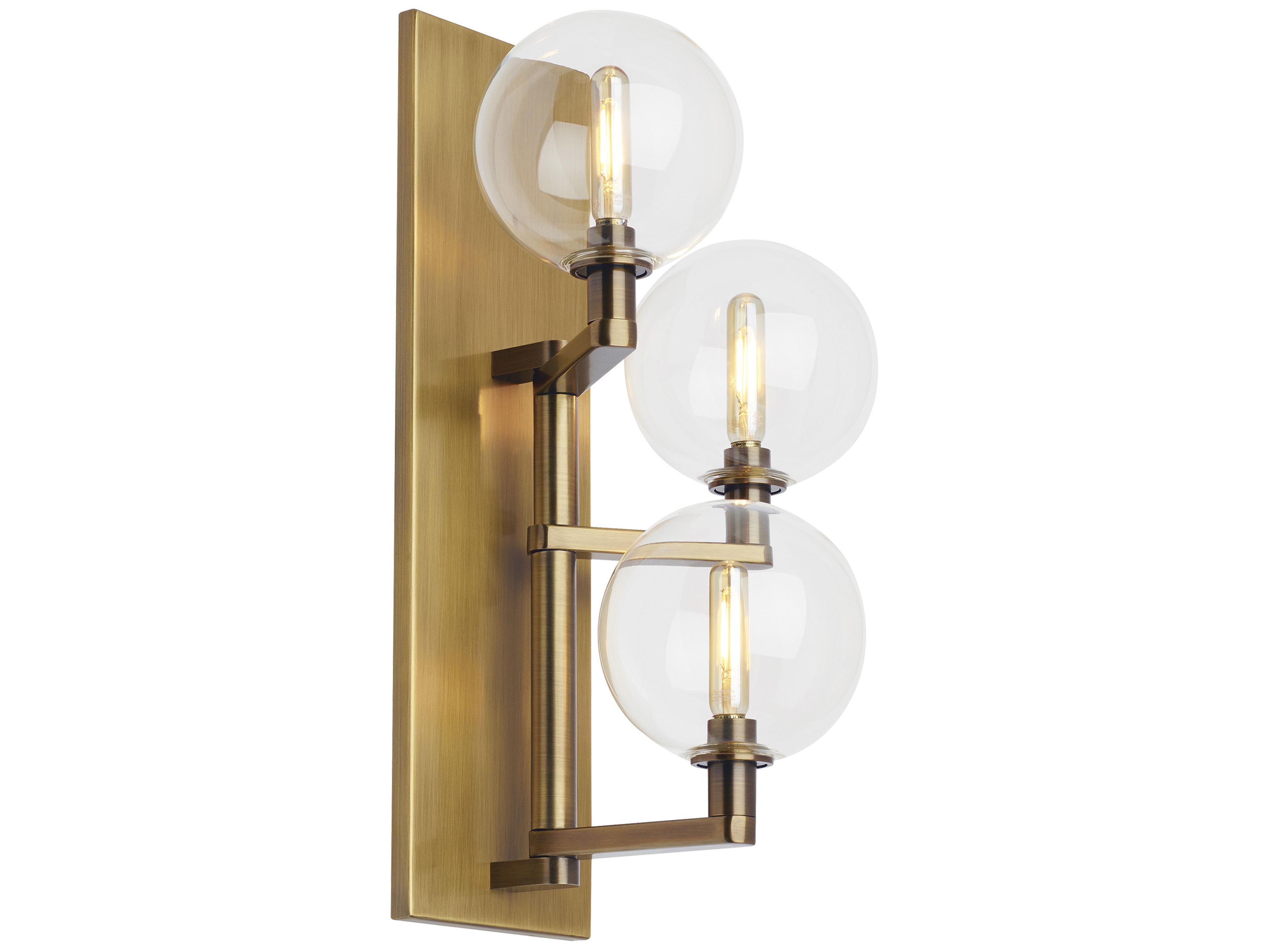 Visual Comfort Modern Gambit 3-Light Aged Brass Wall Sconce