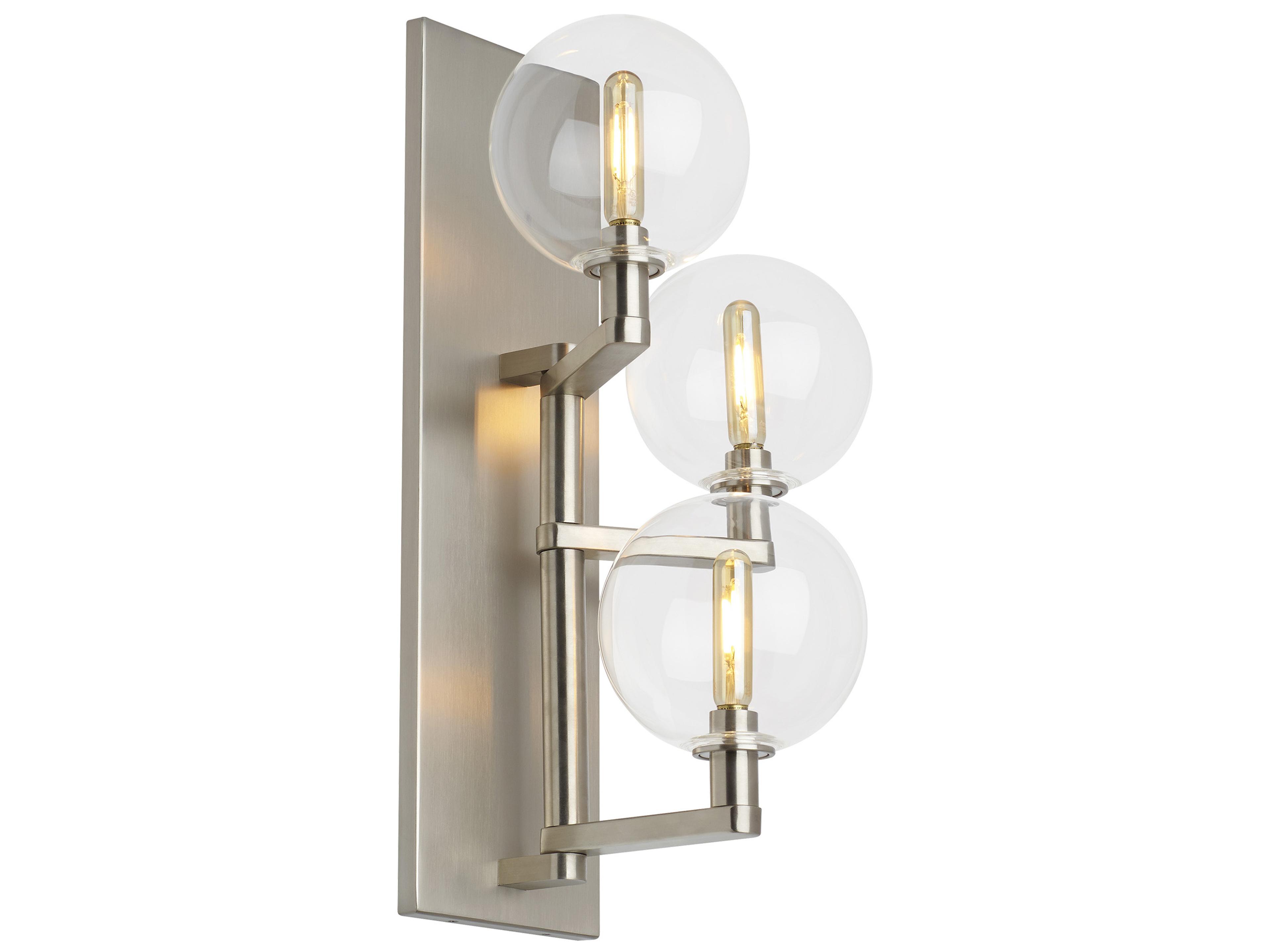 Visual Comfort Modern Gambit 3-Light Satin Nickel Wall Sconce
