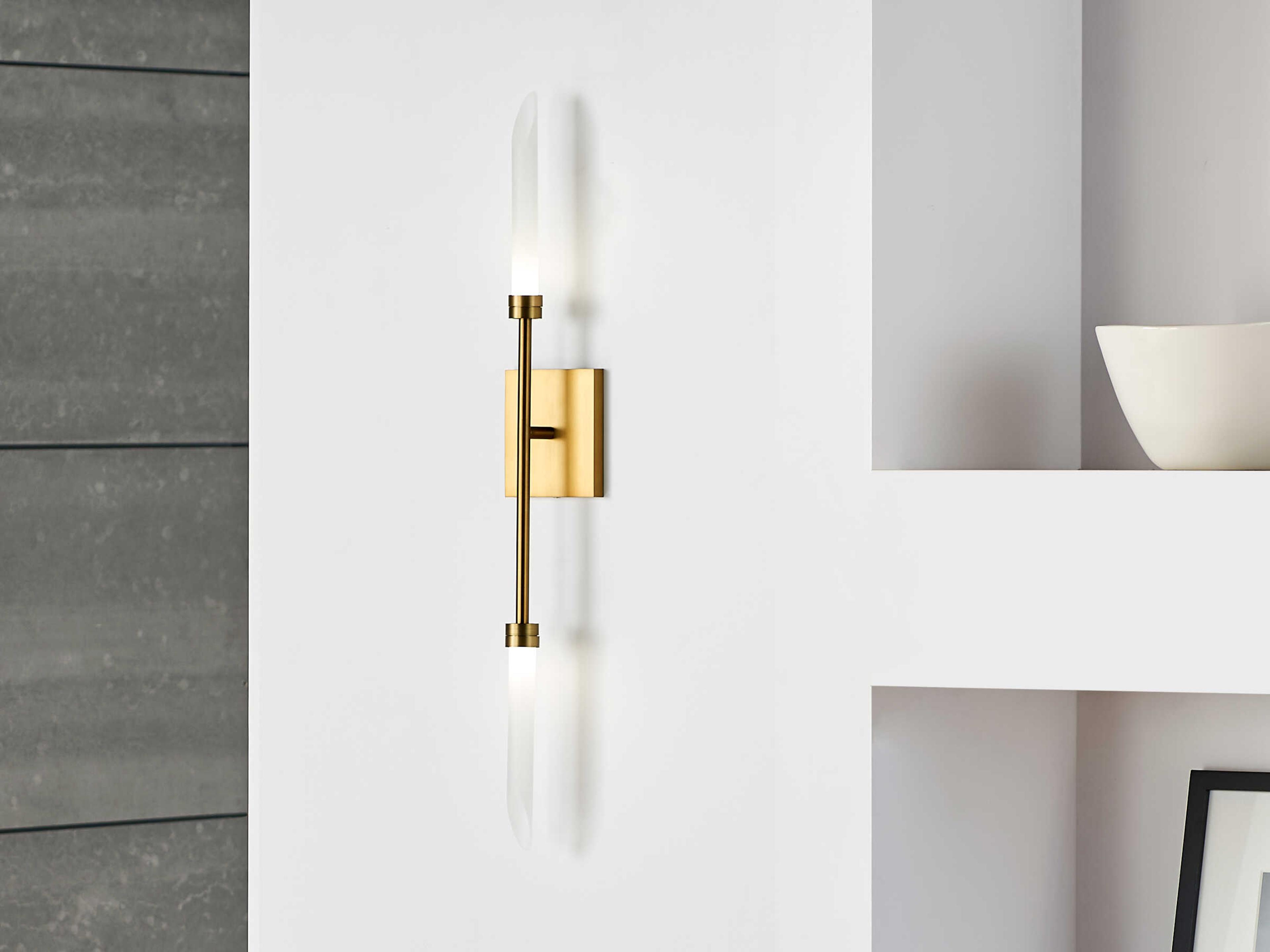 Visual Comfort Modern Spur 2-Light Aged Brass Wall Sconce