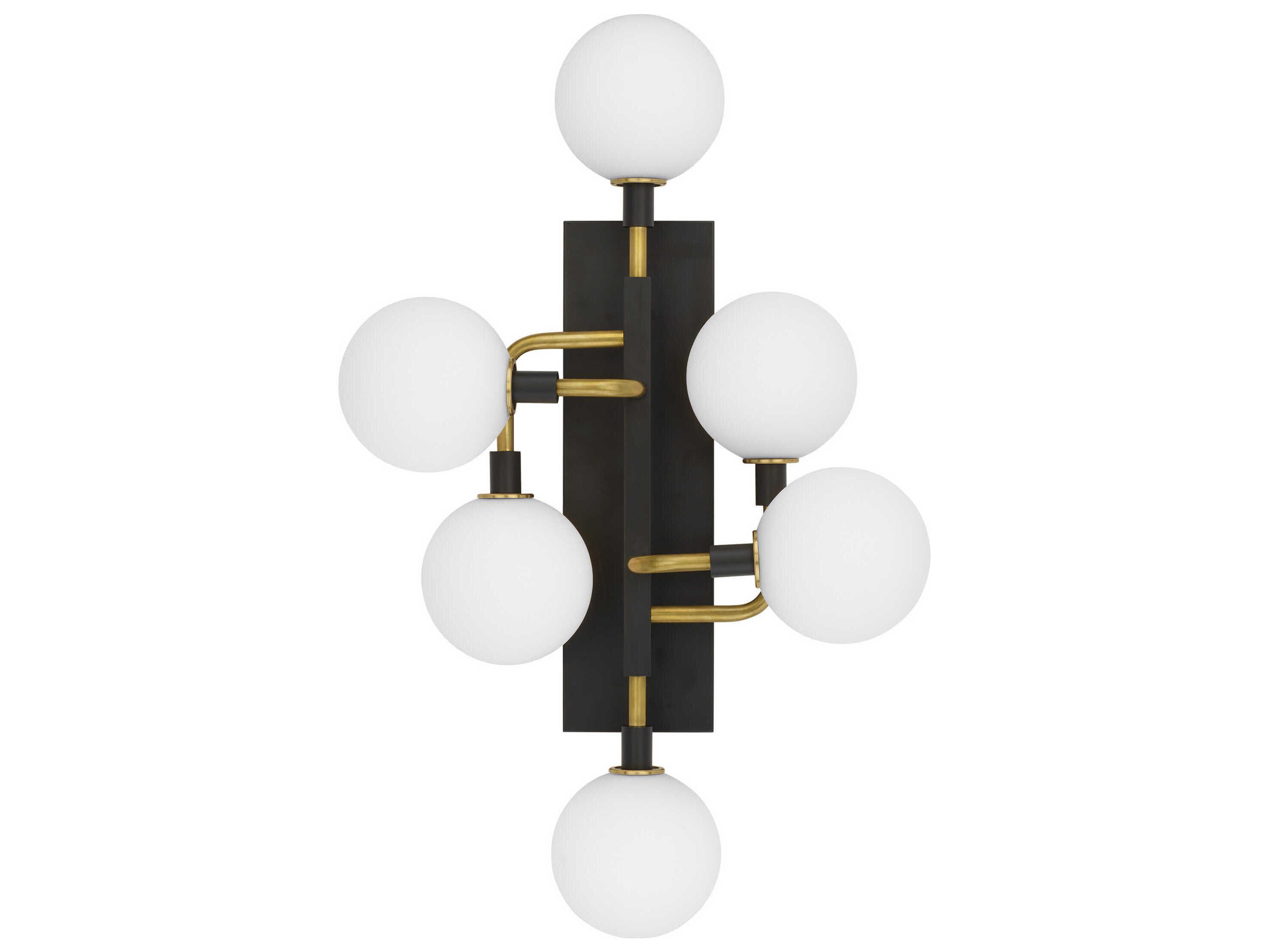 Viaggio 5 Light Wall Sconce Brass and Opal Glass