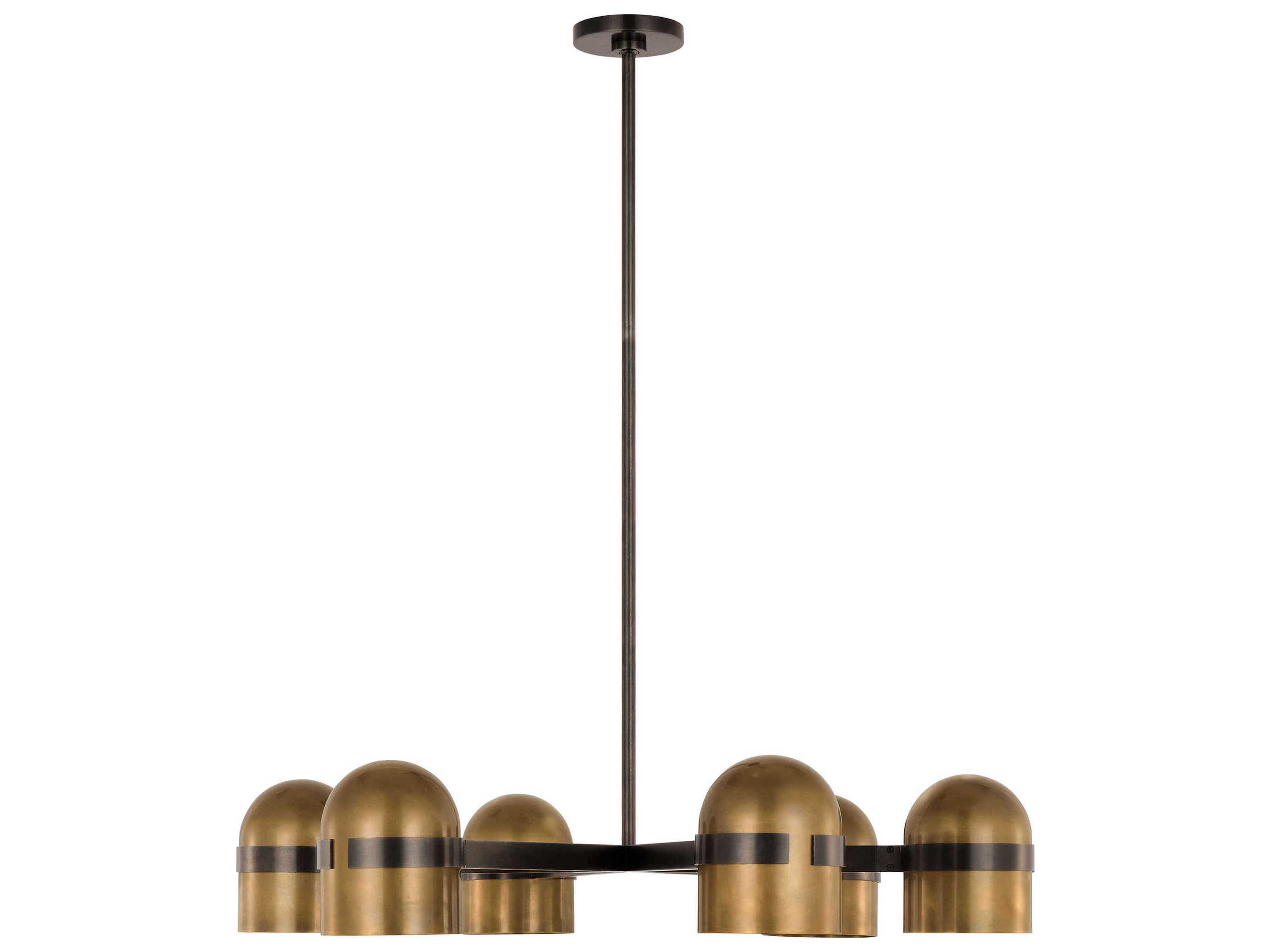 Visual Comfort Modern Octavia 6-Light Blackened Bronze bright Worn Brass Dome Chandelier