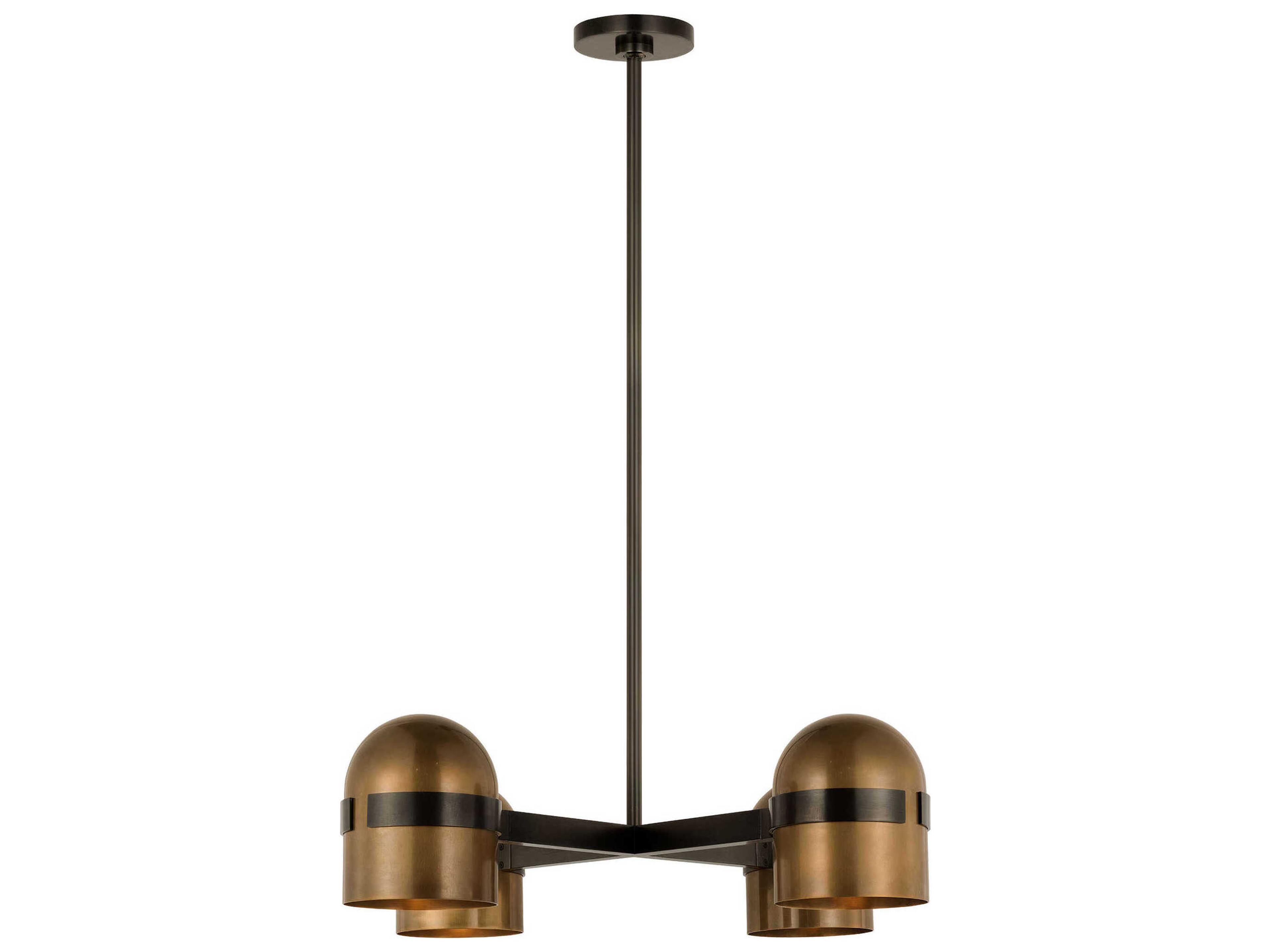 Visual Comfort Modern Octavia 4-Light Blackened Bronze bright Worn Brass Dome Chandelier