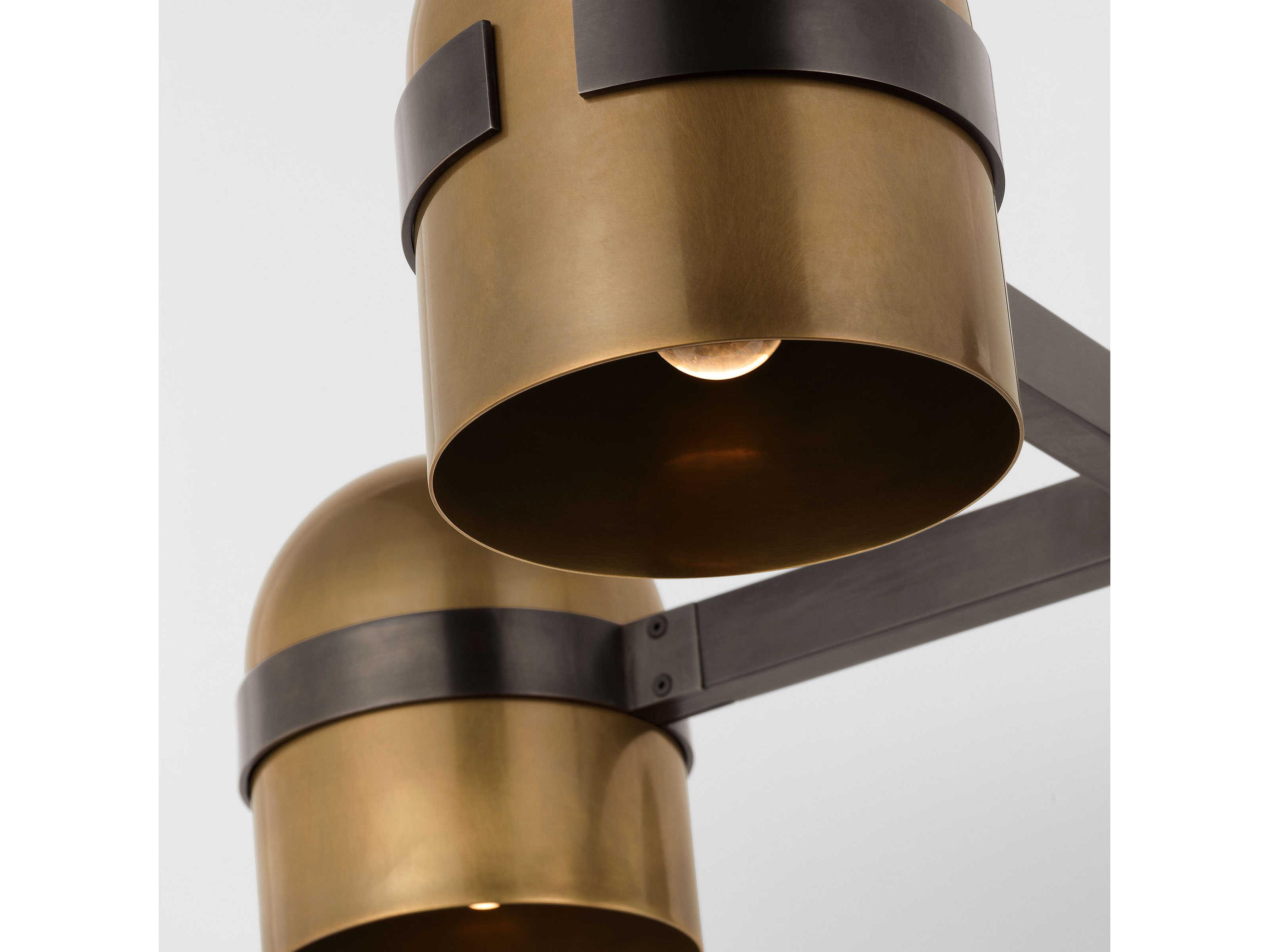 Visual Comfort Modern Octavia 4-Light Blackened Bronze bright Worn Brass Dome Chandelier