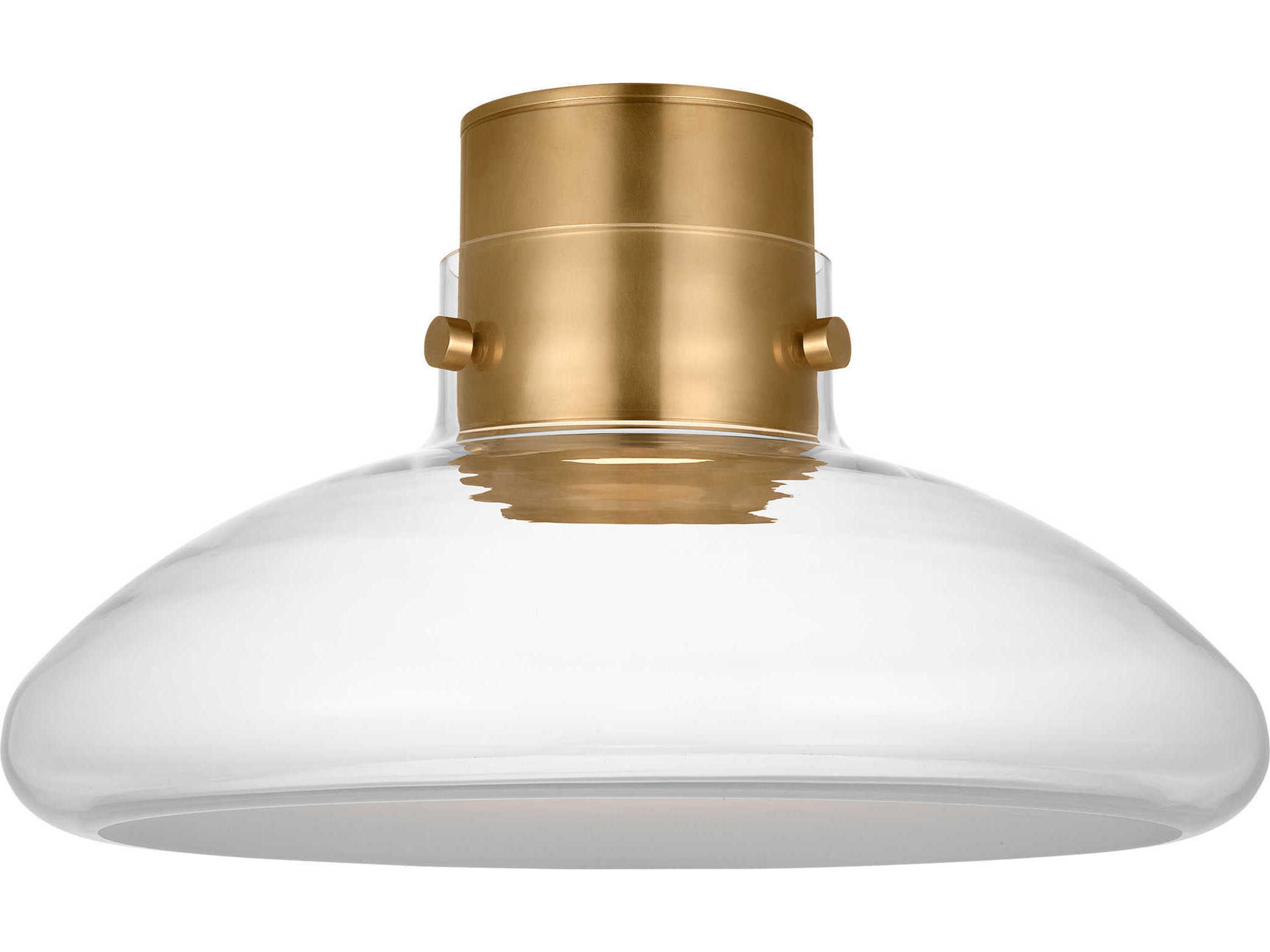 Visual Comfort Modern Morgan 1-Light Brass Dome Semi Flush Mount