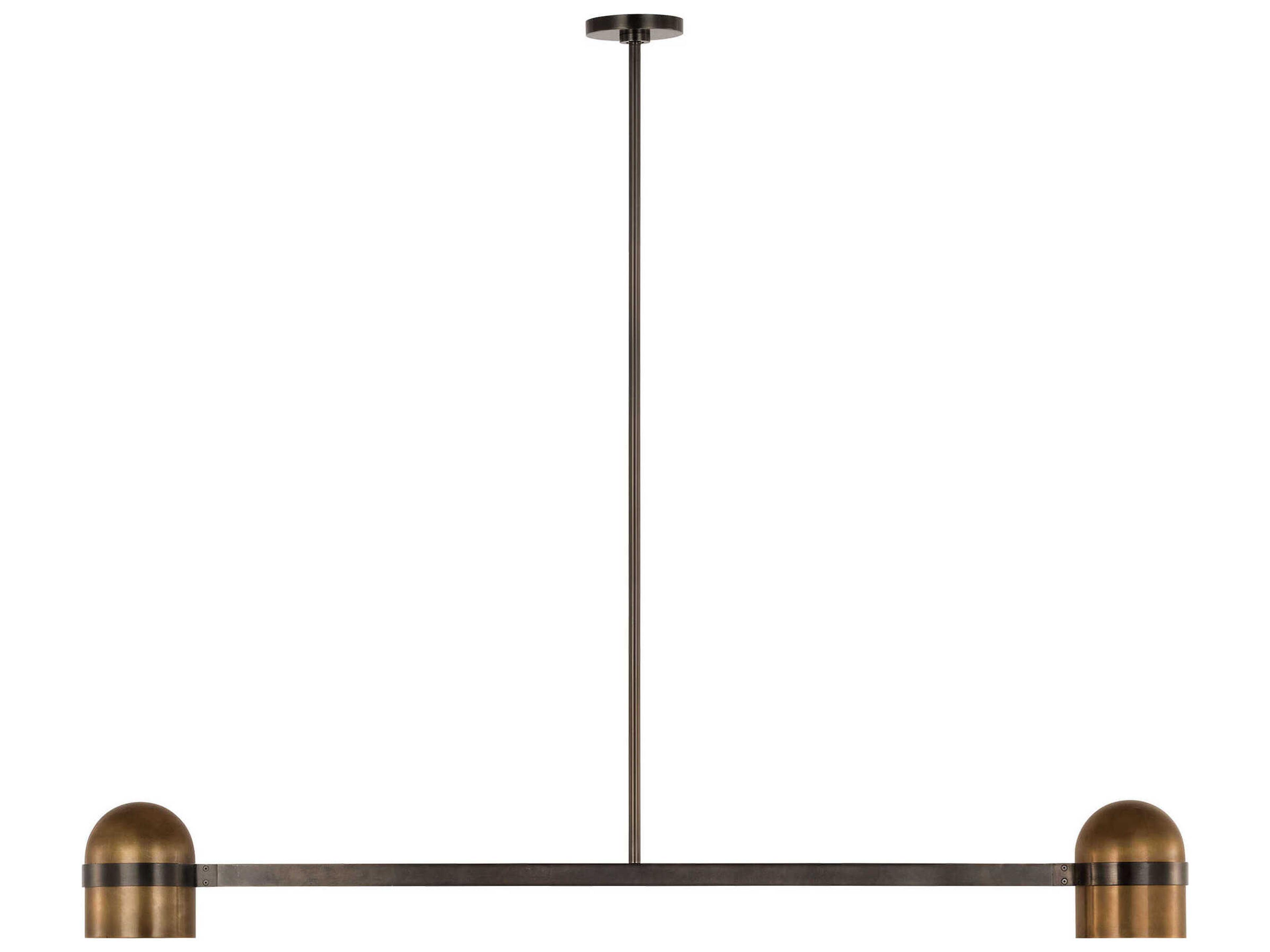 Visual Comfort Modern Octavia 2-Light Blackened Bronze bright Worn Brass Dome Linear Island Pendant