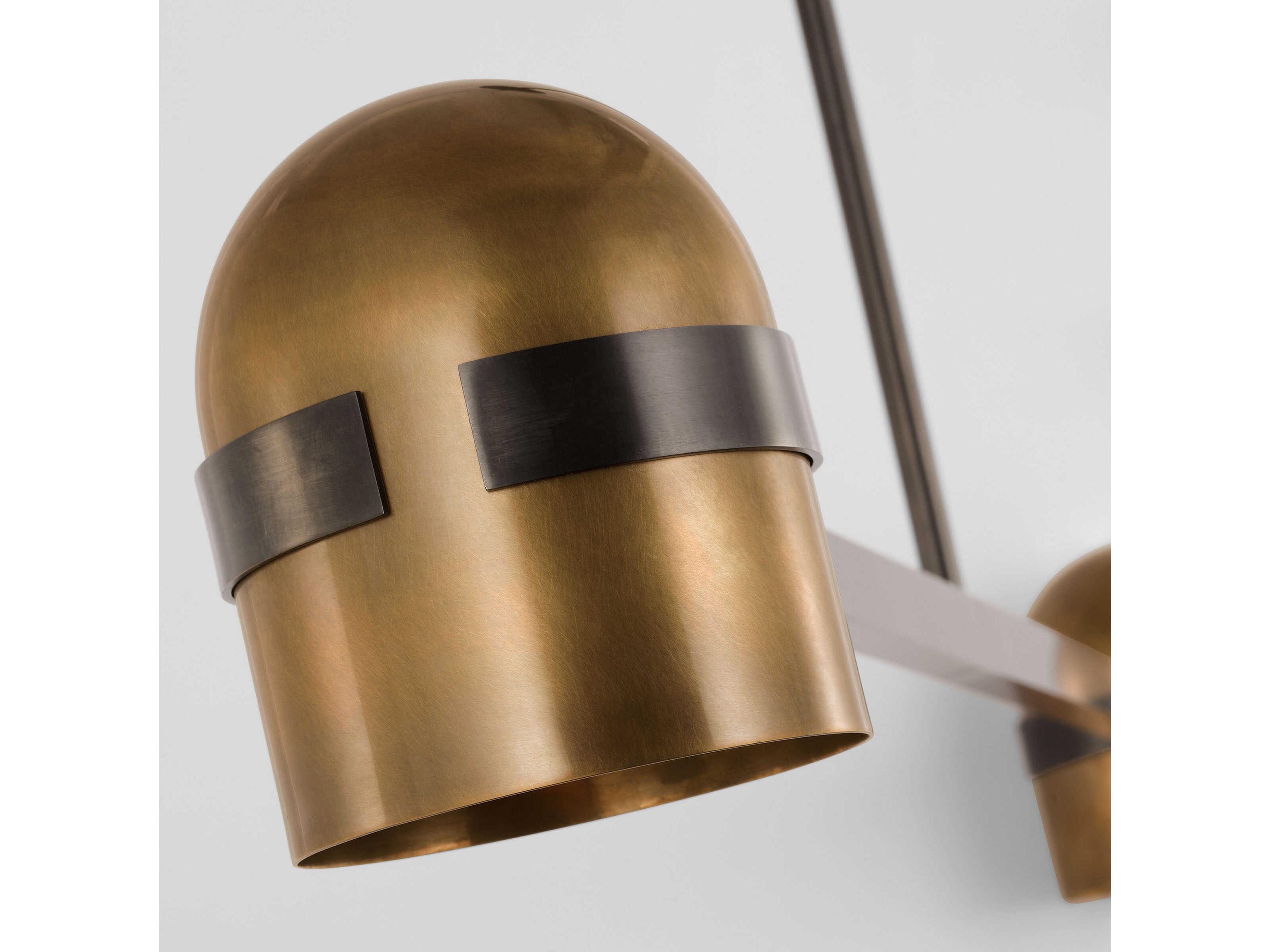 Visual Comfort Modern Octavia 2-Light Blackened Bronze bright Worn Brass Dome Linear Island Pendant