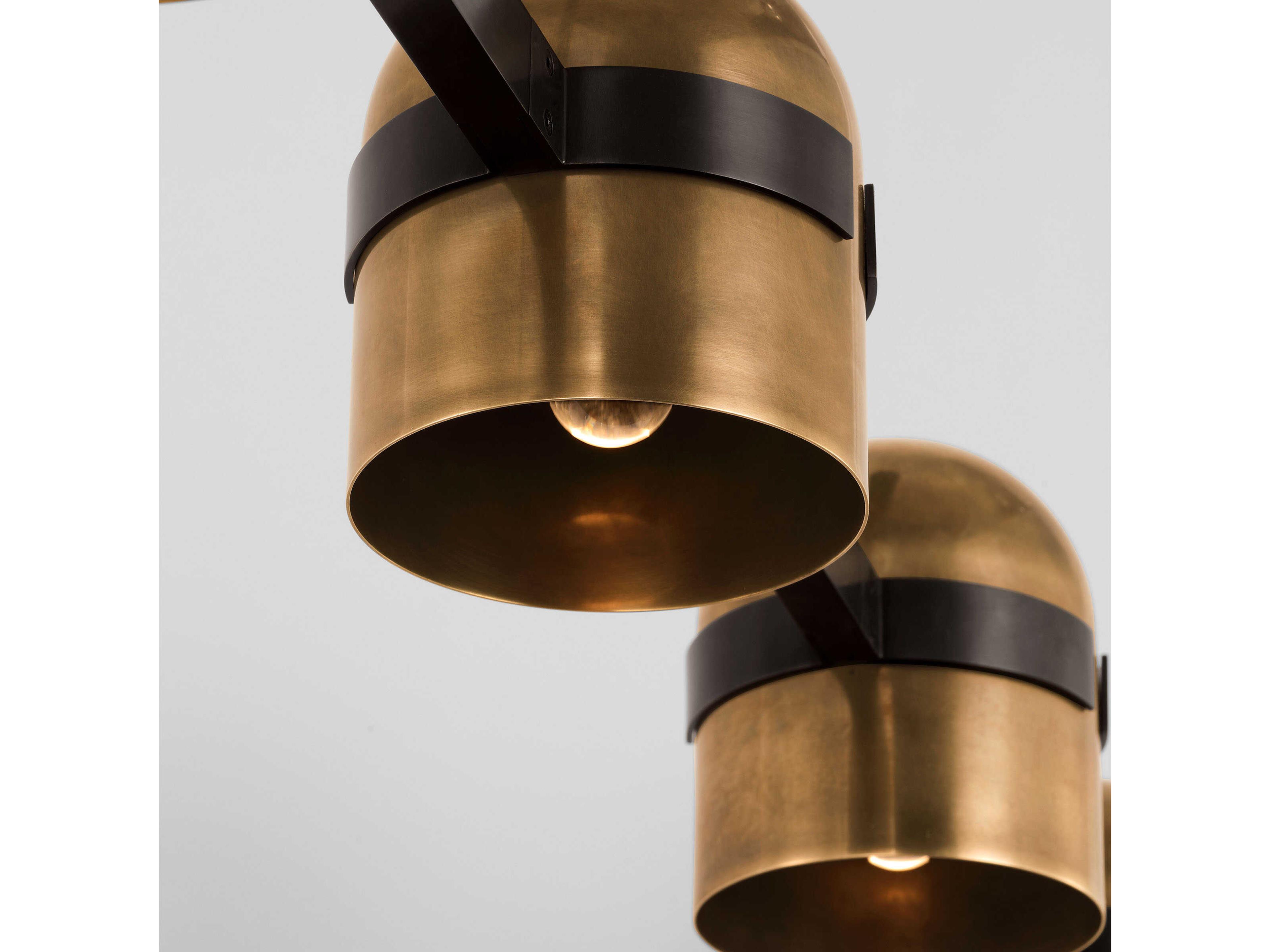 Visual Comfort Modern Octavia 5-Light Blackened Bronze bright Worn Brass Dome Linear Island Pendant