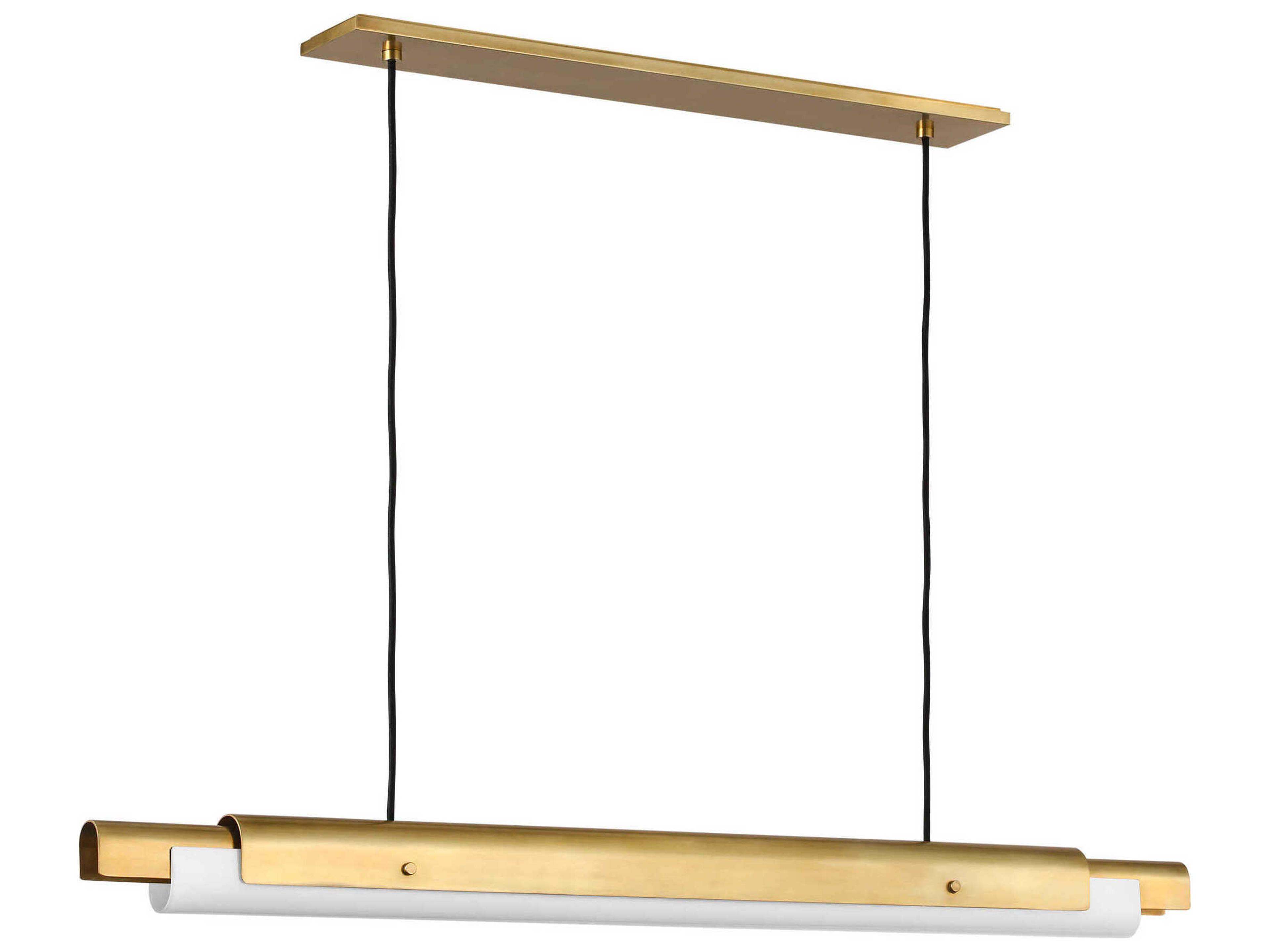 Visual Comfort Modern Ambrose 1-Light Hand Rubbed Antique Brass Linear Island Pendant