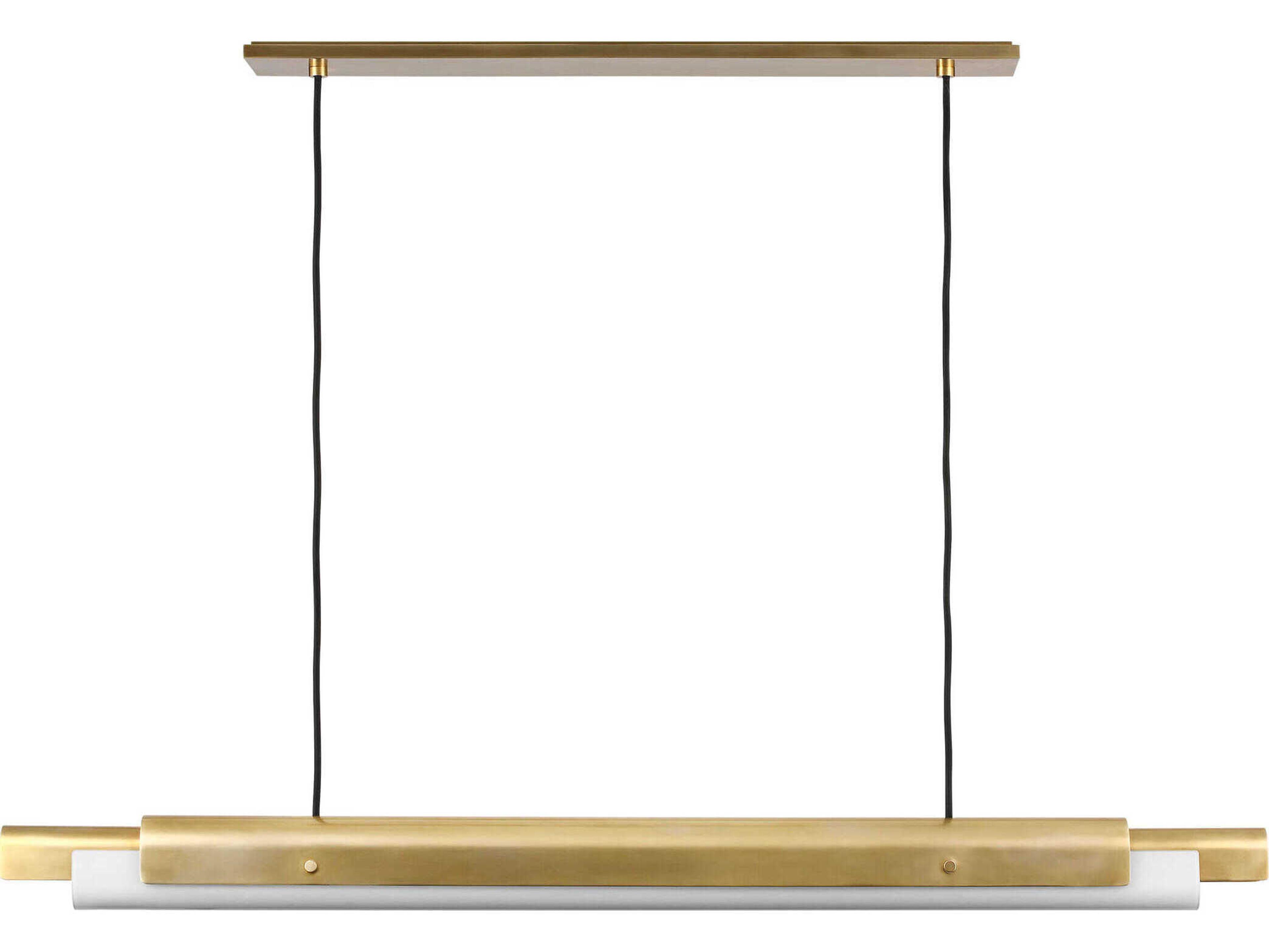 Visual Comfort Modern Ambrose 1-Light Hand Rubbed Antique Brass Linear Island Pendant
