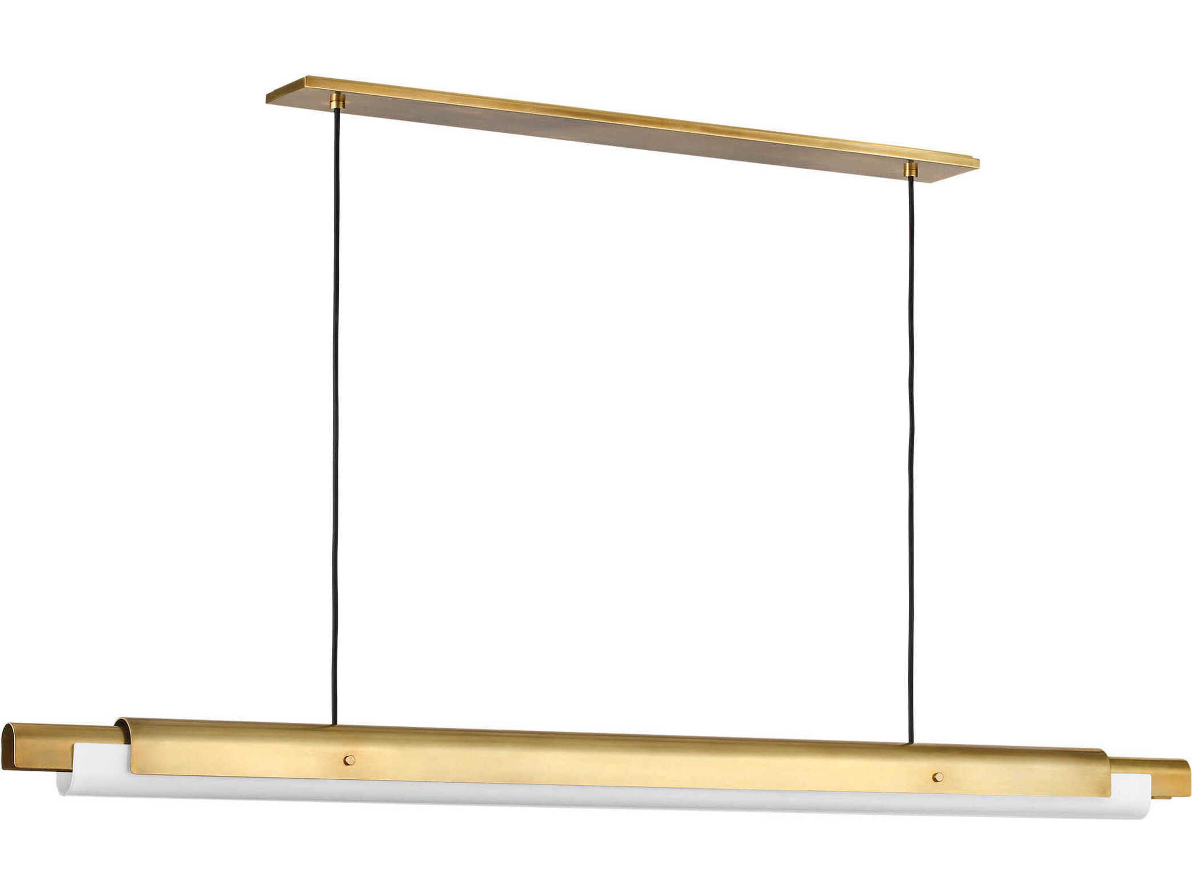 Visual Comfort Modern Ambrose 1-Light Hand Rubbed Antique Brass Linear Island Pendant