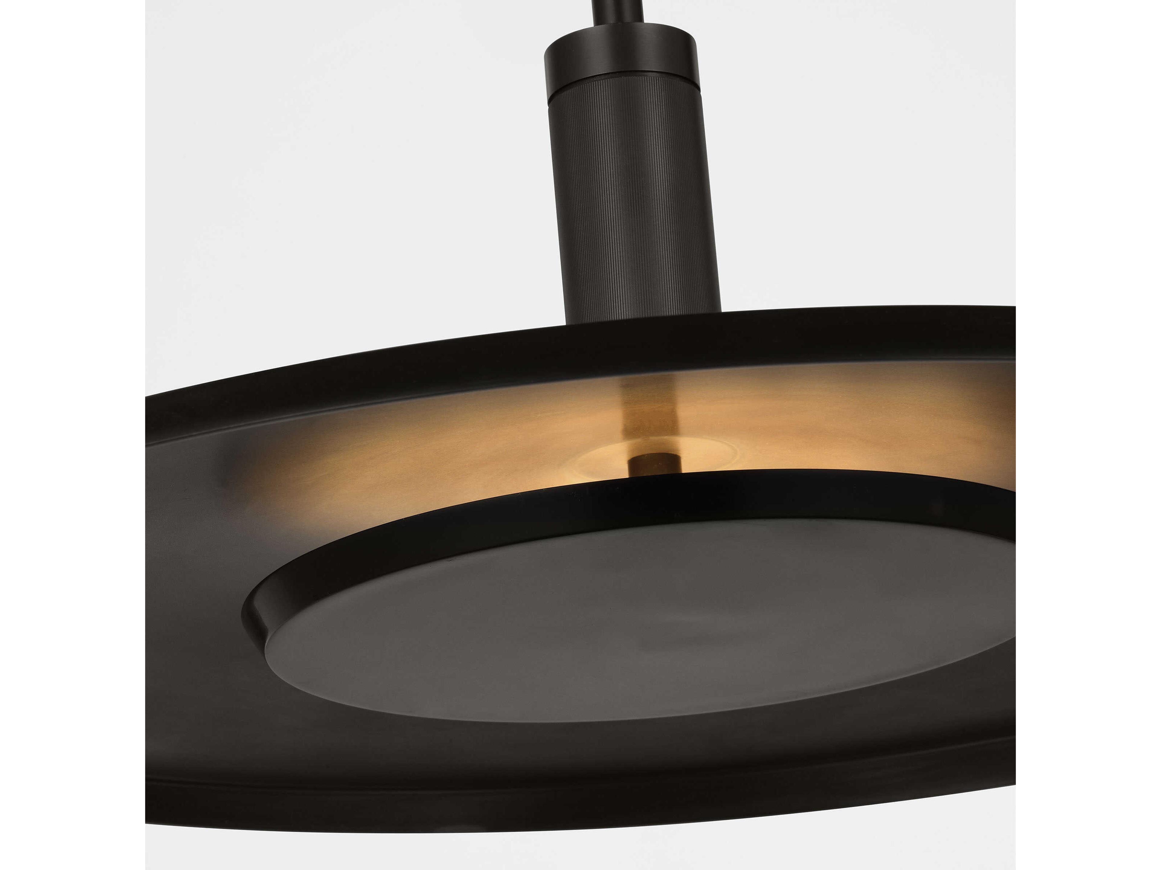 Visual Comfort Modern Saucer 1-Light Dark Bronze Round Pendant