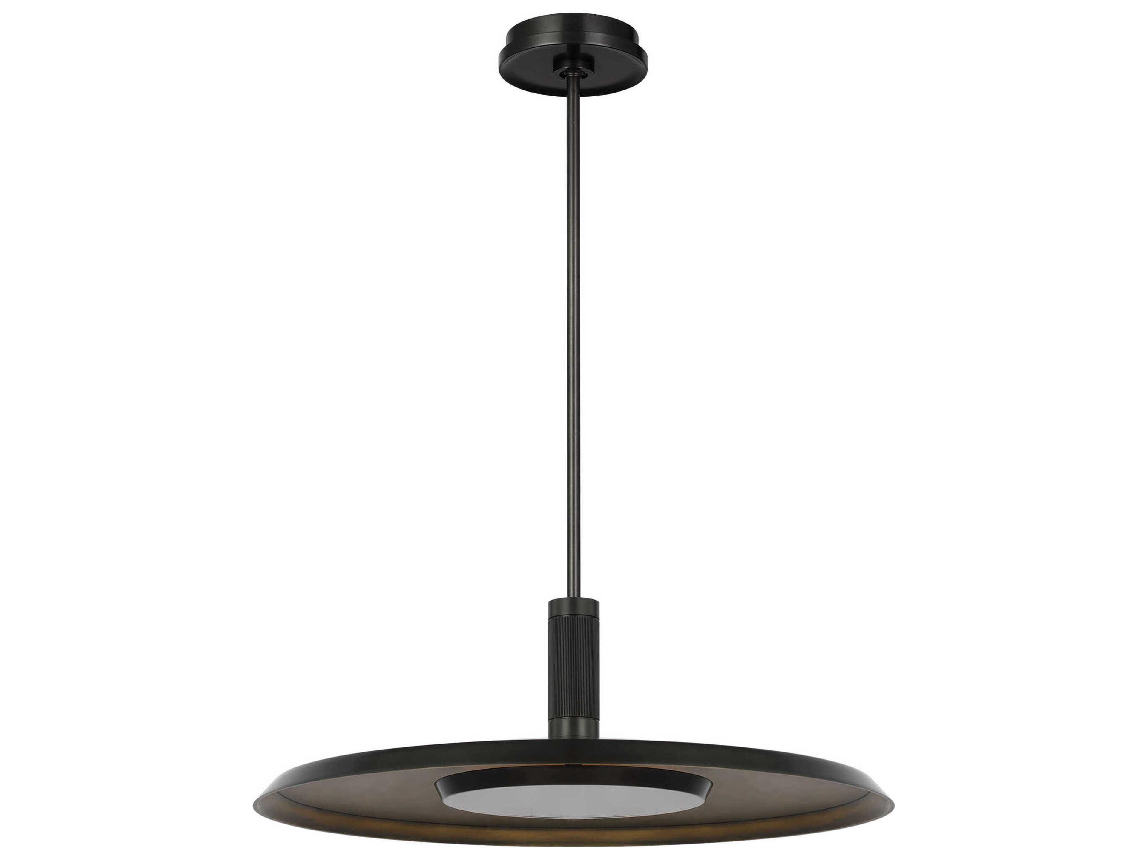 Saucer 1-Light Dark Bronze darkened Brass Round Pendant