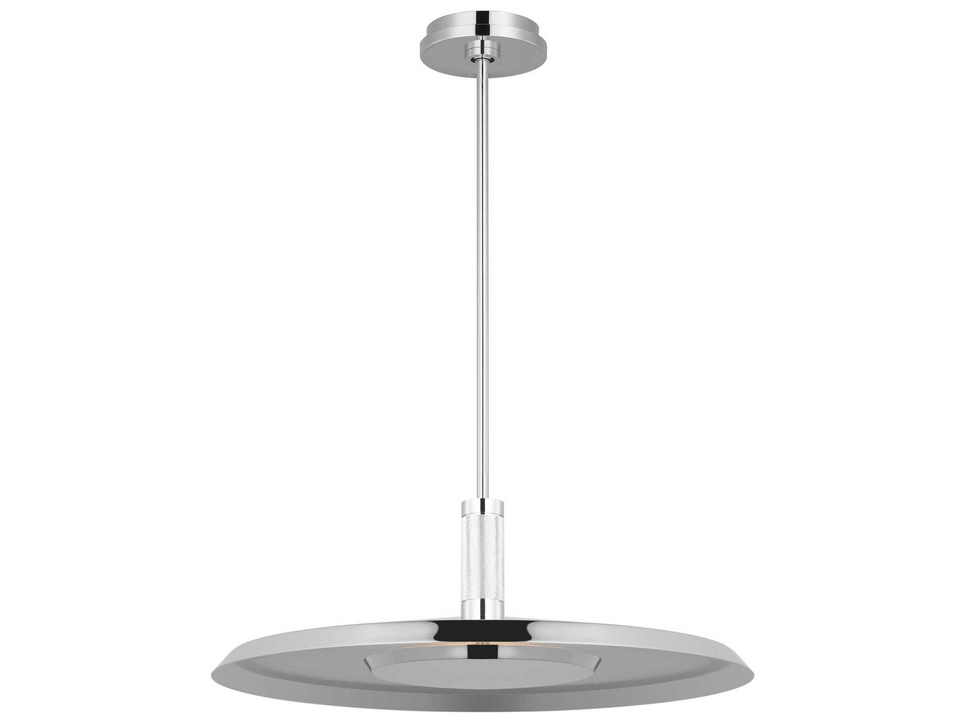 Saucer 1-Light Polished Nickel Round Pendant