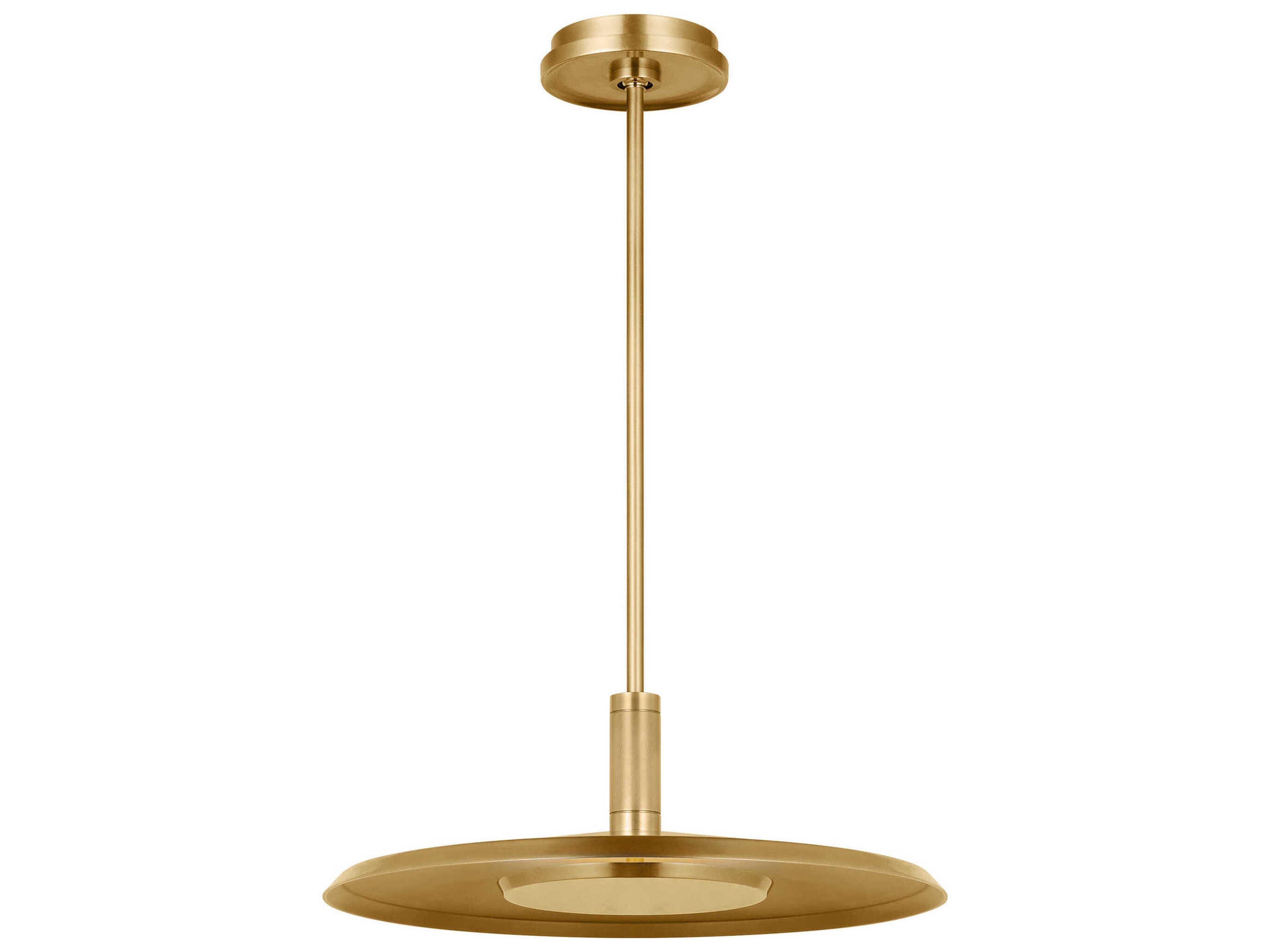Visual Comfort Modern Saucer 1-Light Natural Brass Round Pendant
