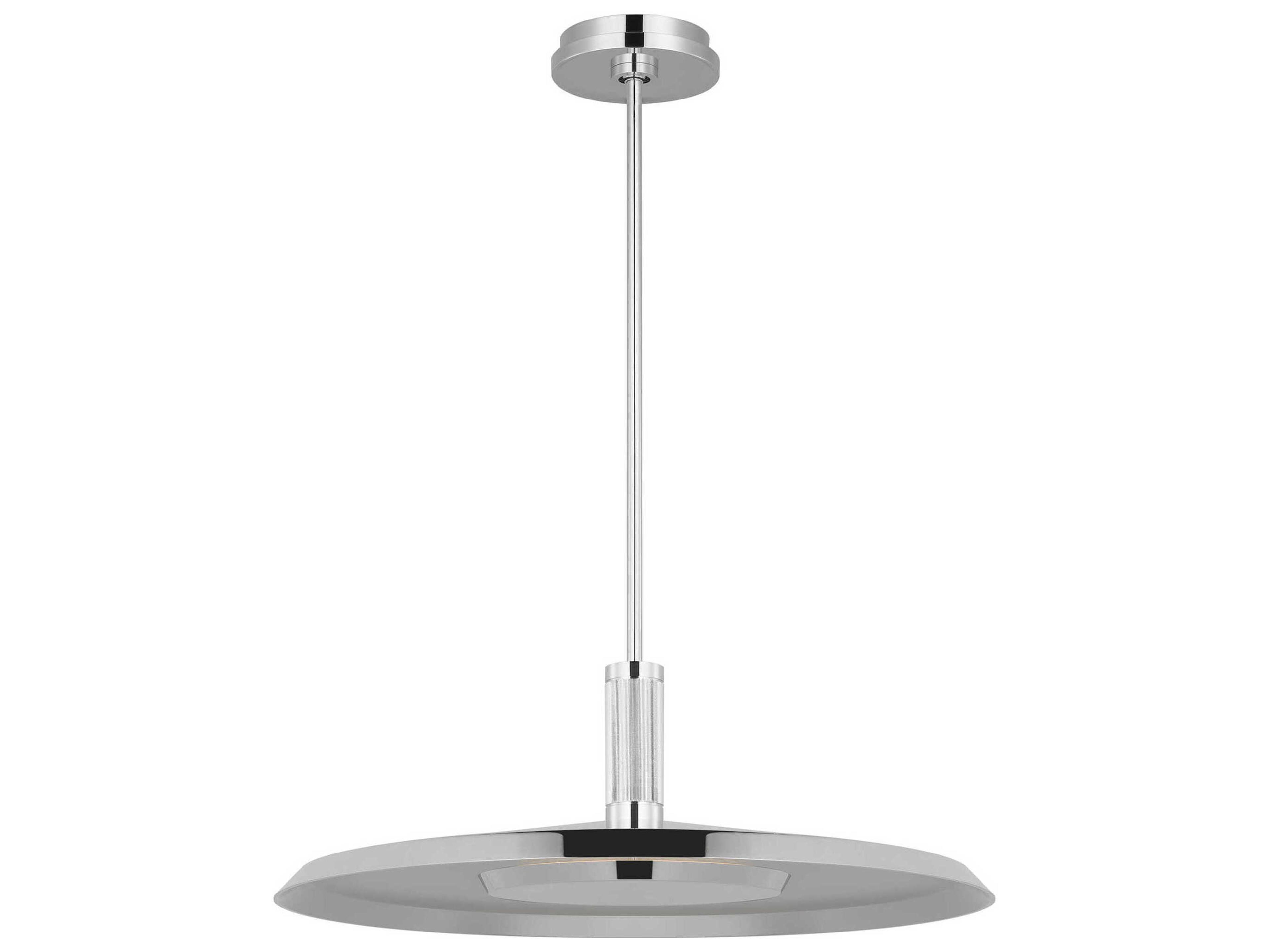 Saucer 1-Light Polished Nickel Round Pendant