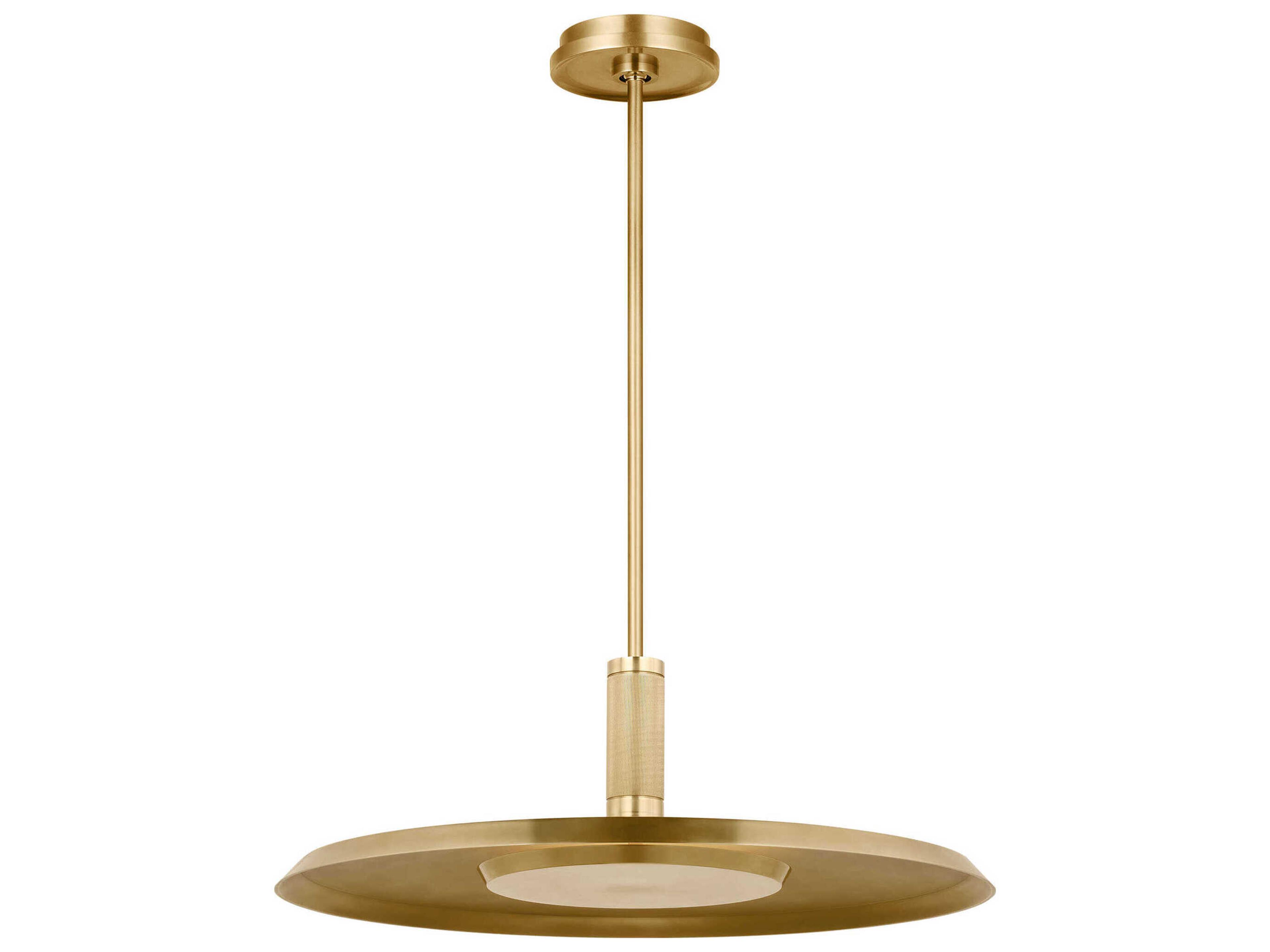 Saucer 1-Light Natural Brass Round Pendant