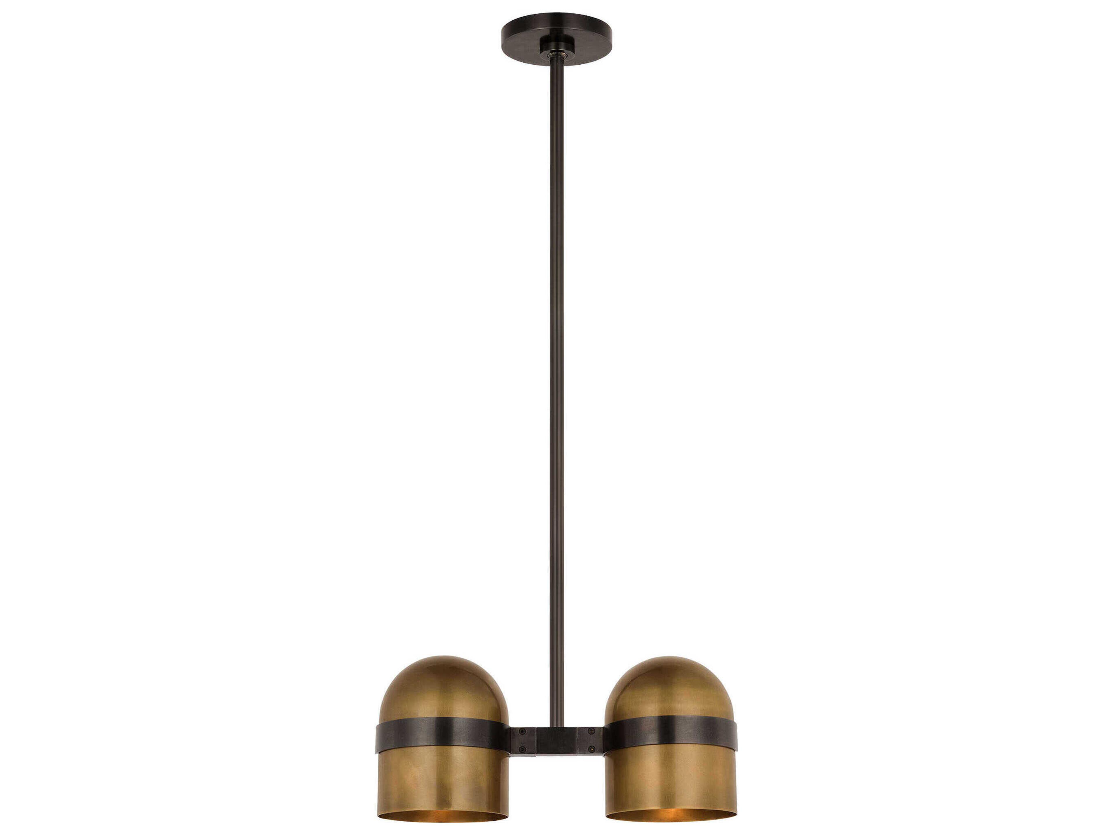 Visual Comfort Modern Octavia 2-Light Blackened Bronze bright Worn Brass Dome Pendant