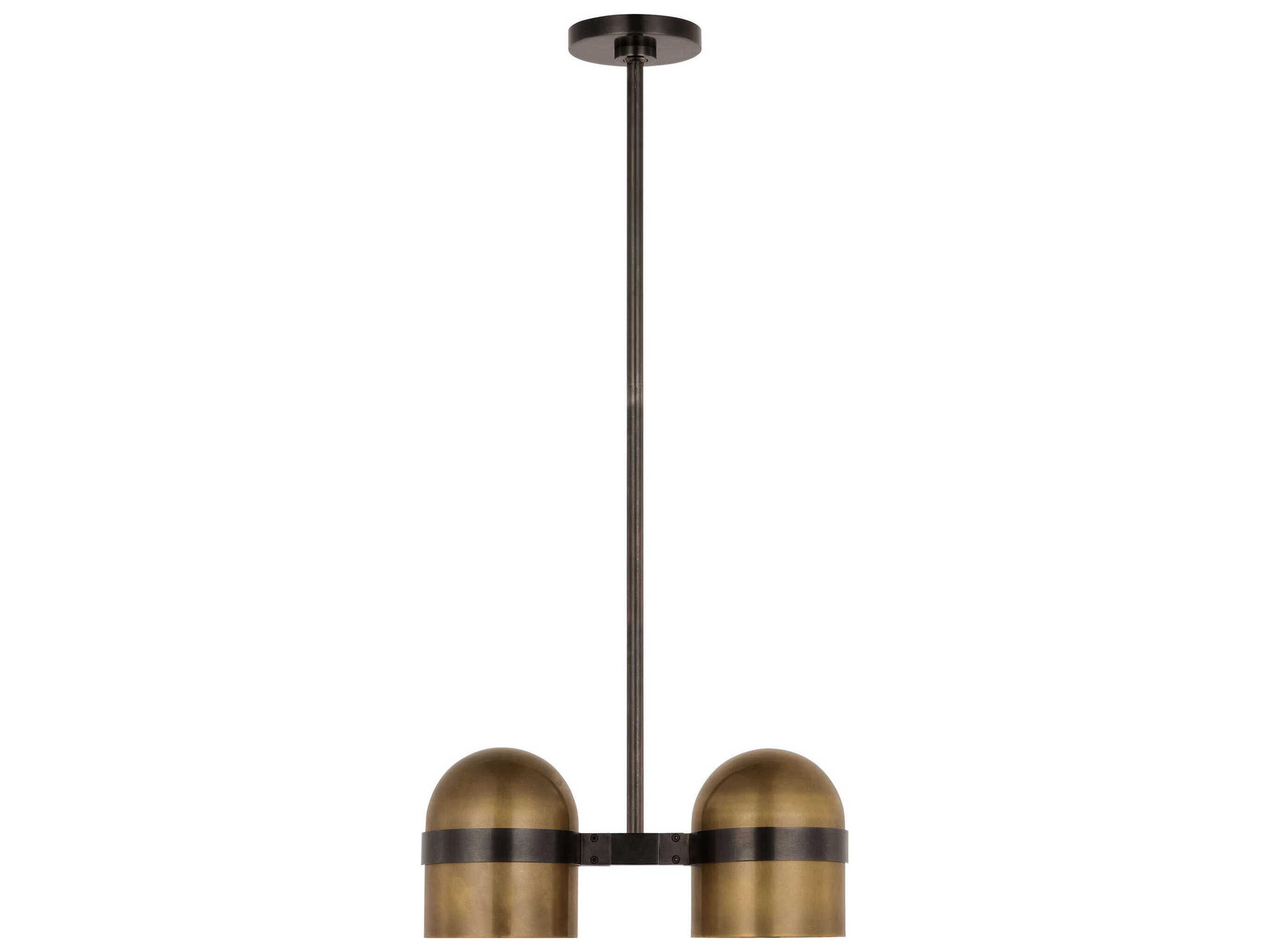 Visual Comfort Modern Octavia 2-Light Blackened Bronze bright Worn Brass Dome Pendant