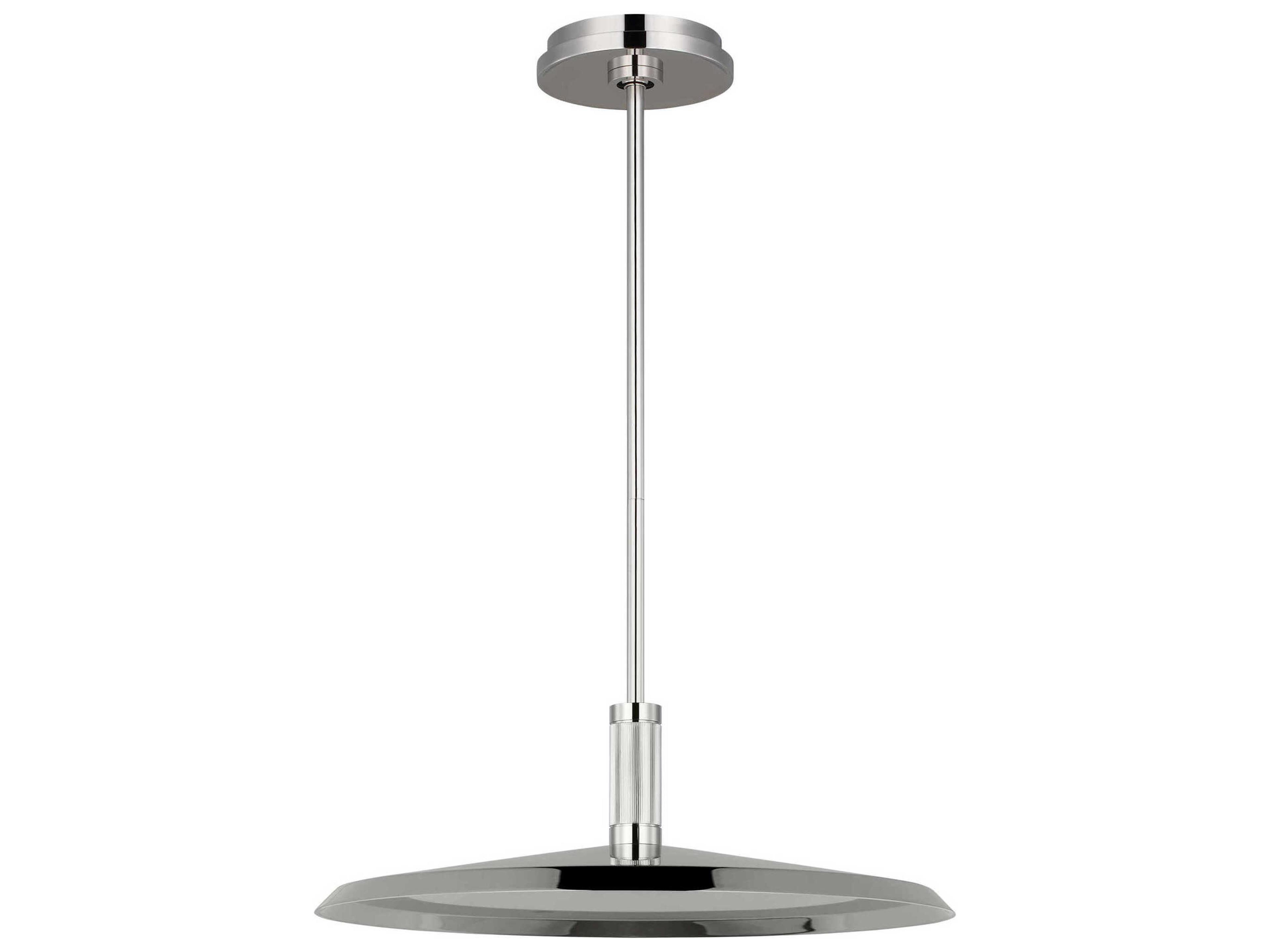 Visual Comfort Modern Saucer 1-Light Polished Nickel Round Pendant