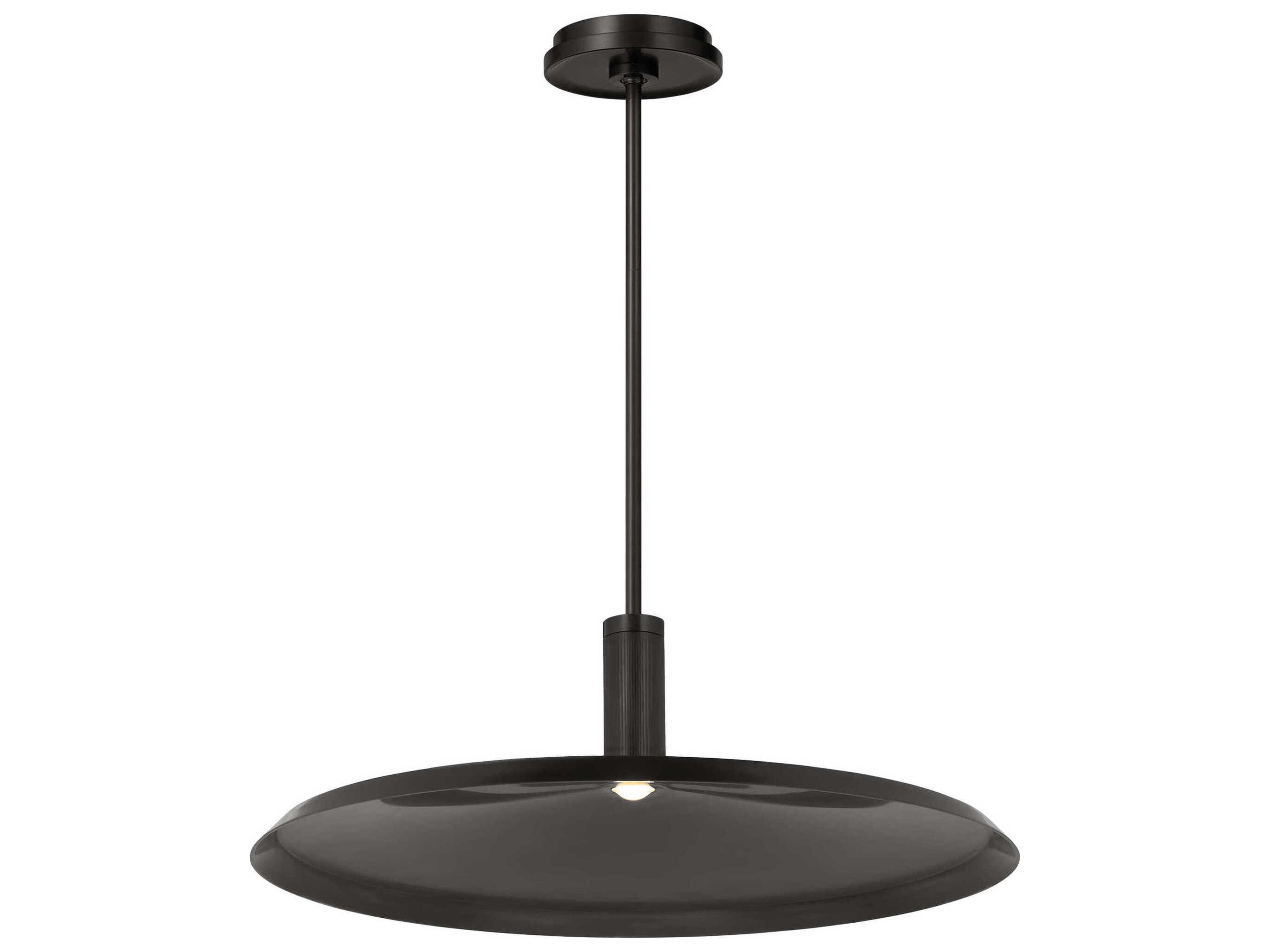 Visual Comfort Modern Saucer 1-Light Bronze And Darkened Brass Round Pendant