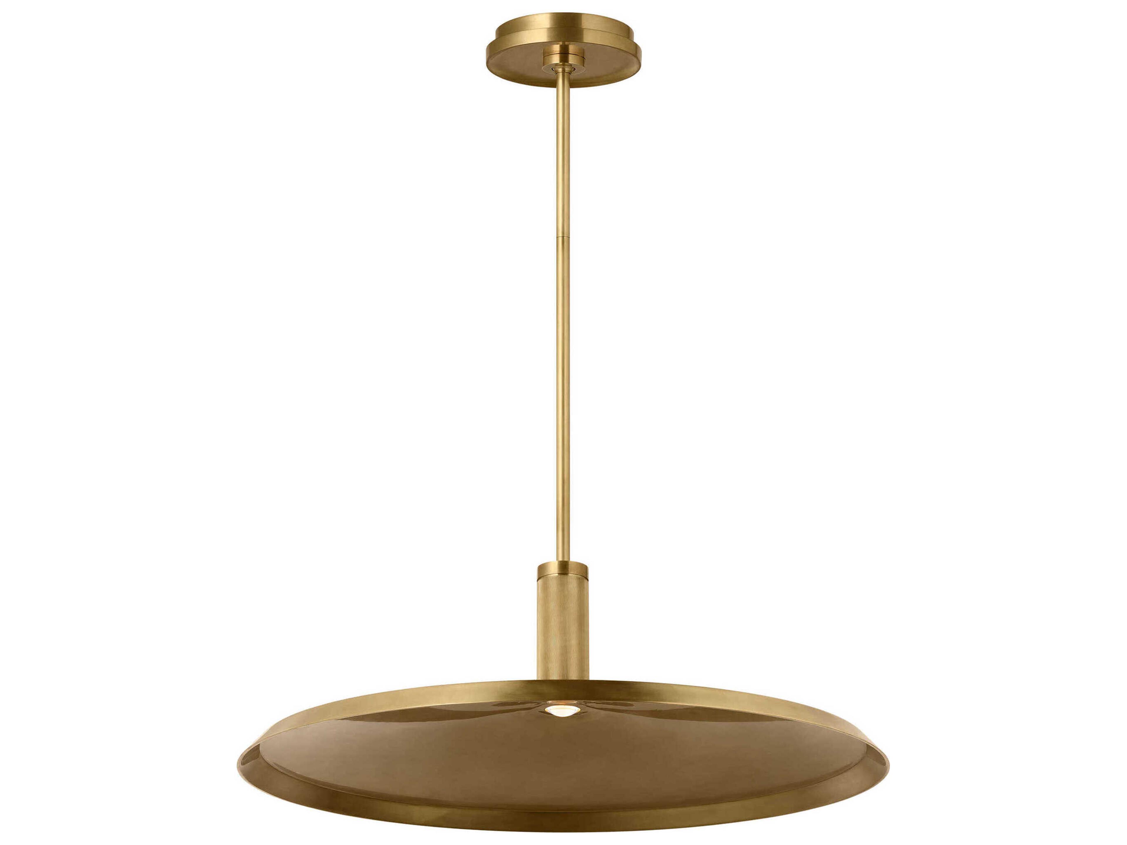 Visual Comfort Modern Saucer 1-Light Hand Rubbed Antique Brass Round Pendant