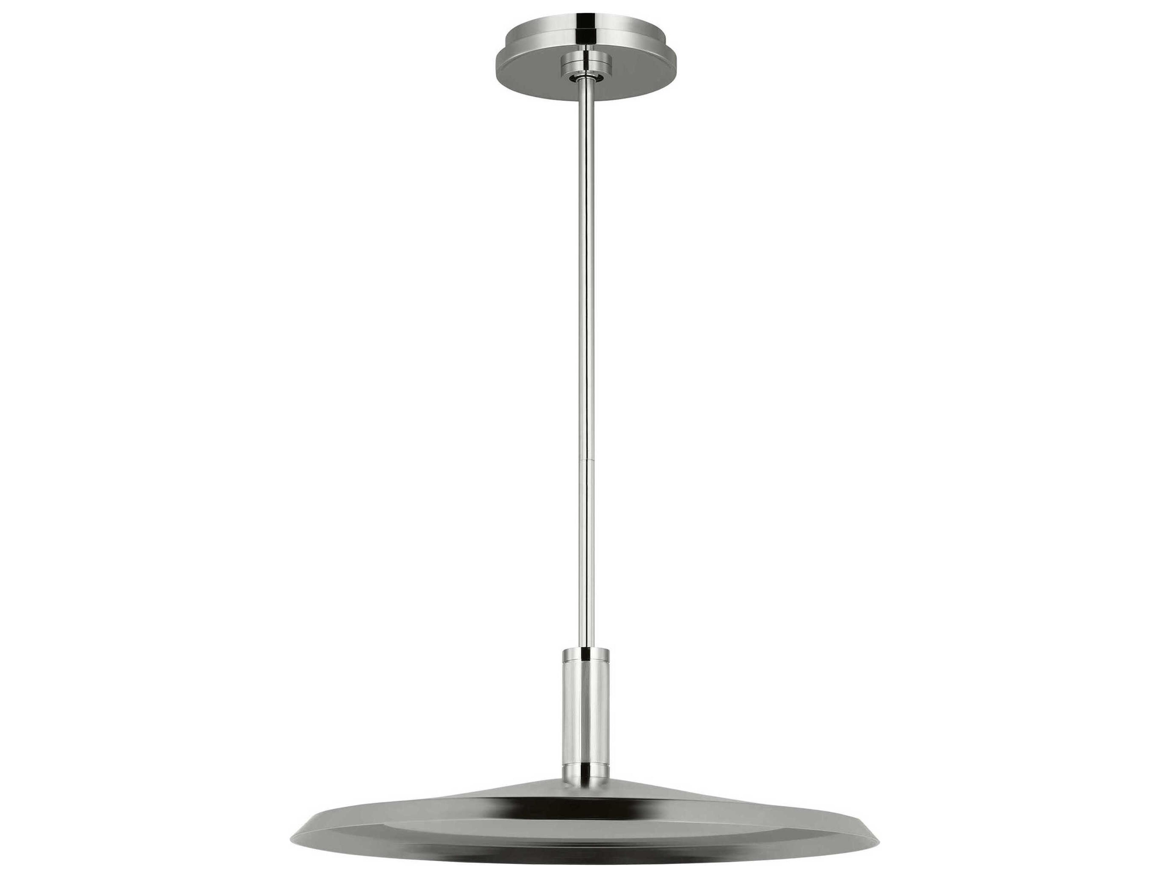 Visual Comfort Modern Saucer 1-Light Polished Nickel Round Pendant