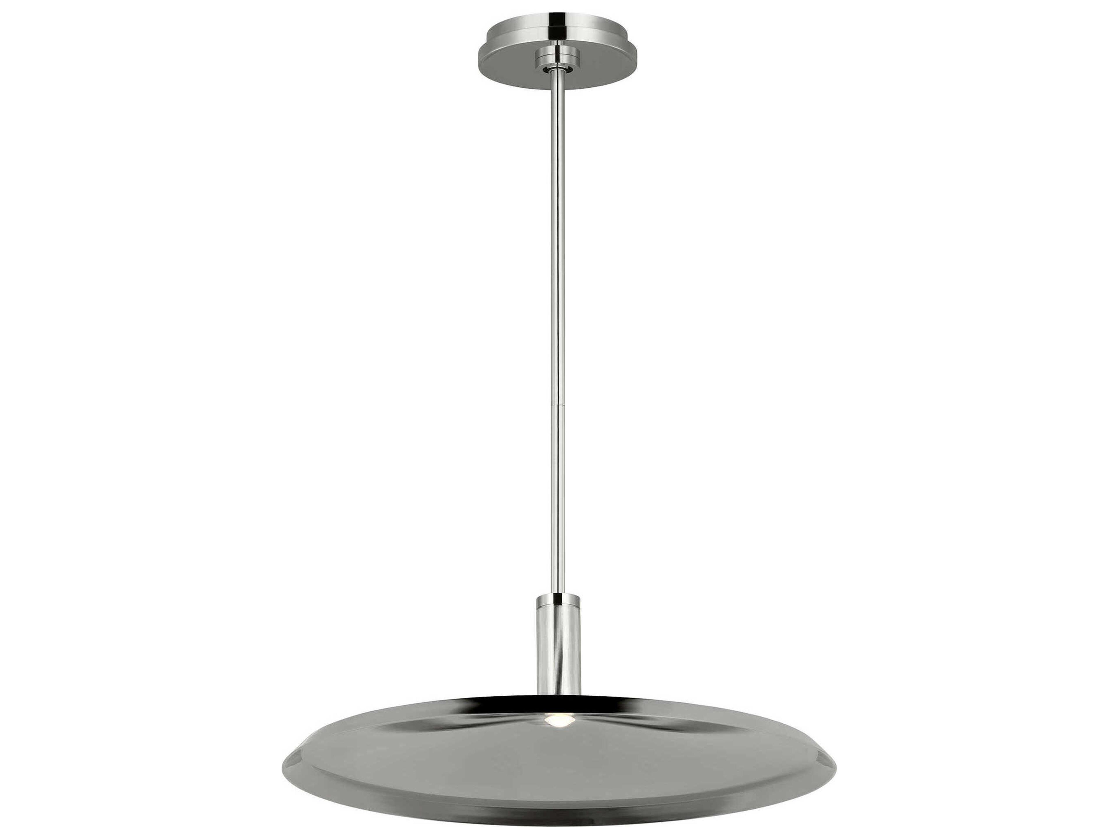 Visual Comfort Modern Saucer 1-Light Polished Nickel Round Pendant