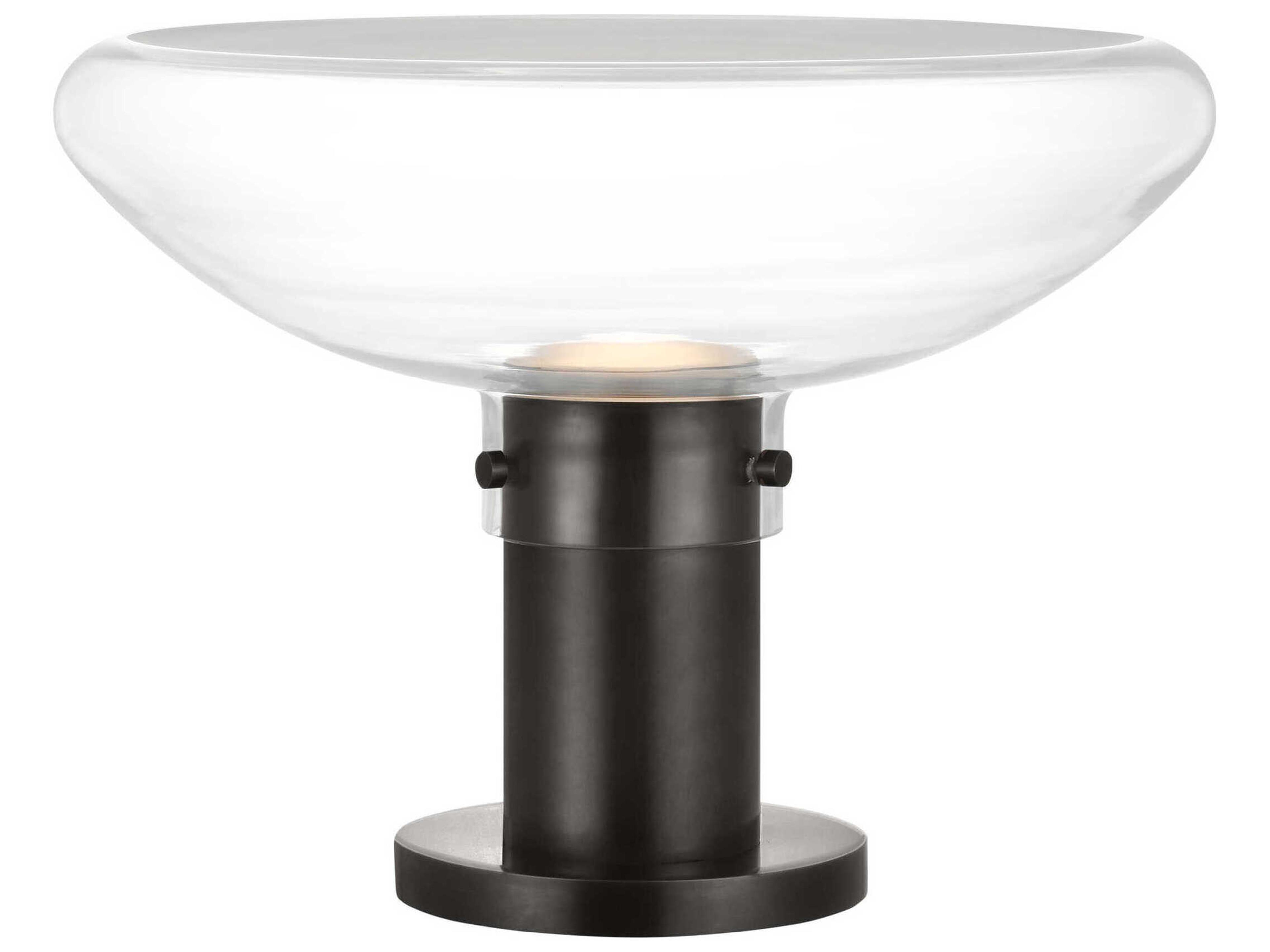 Visual Comfort Modern Morgan Burnished Bronze Clear Etched Glass Table Lamp