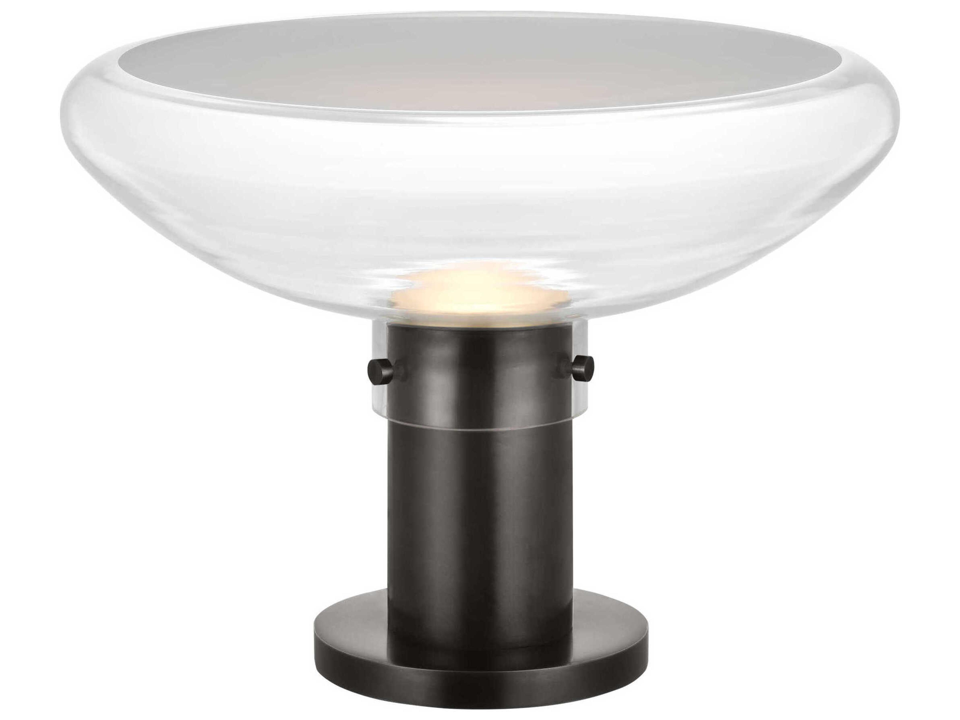 Visual Comfort Modern Morgan Burnished Bronze Clear Etched Glass Table Lamp