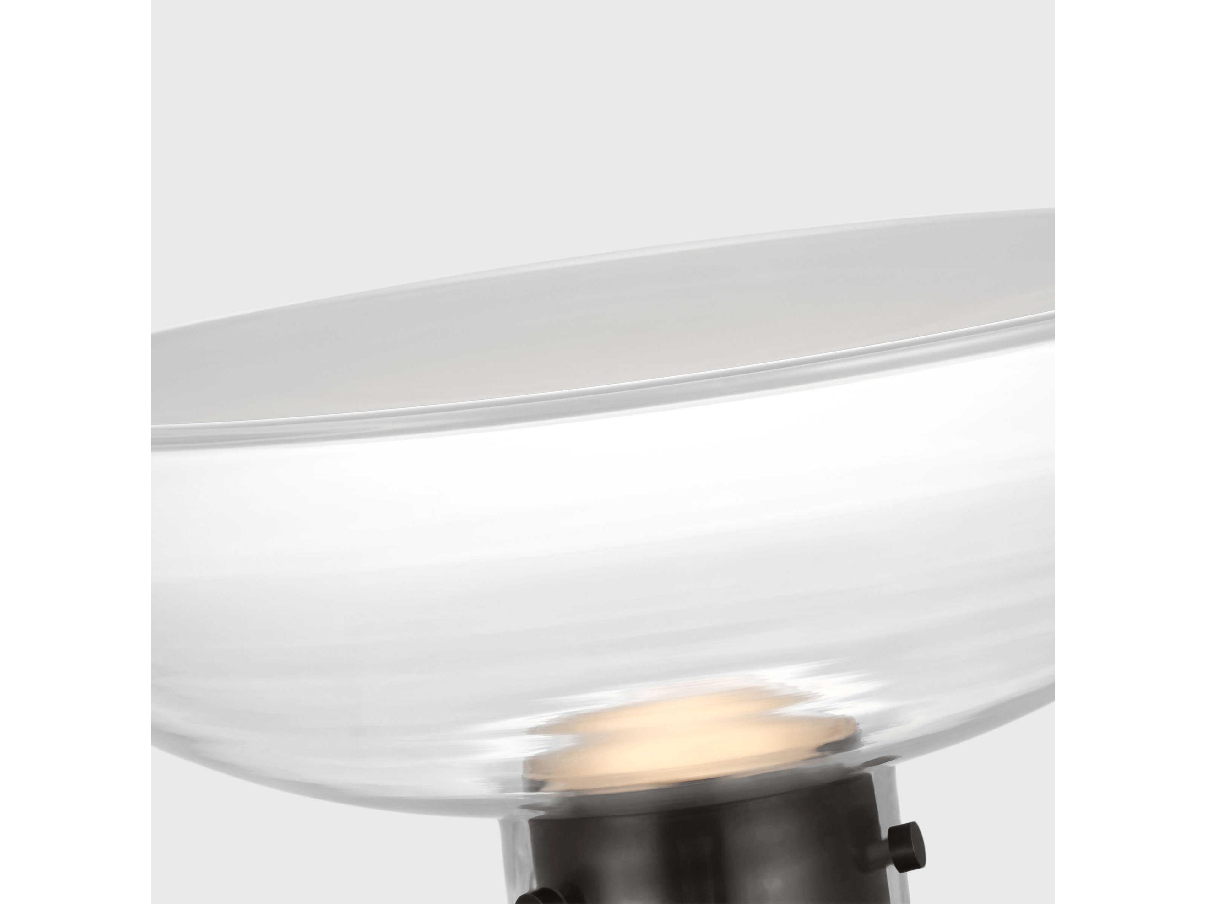 Visual Comfort Modern Morgan Burnished Bronze Clear Etched Glass Table Lamp