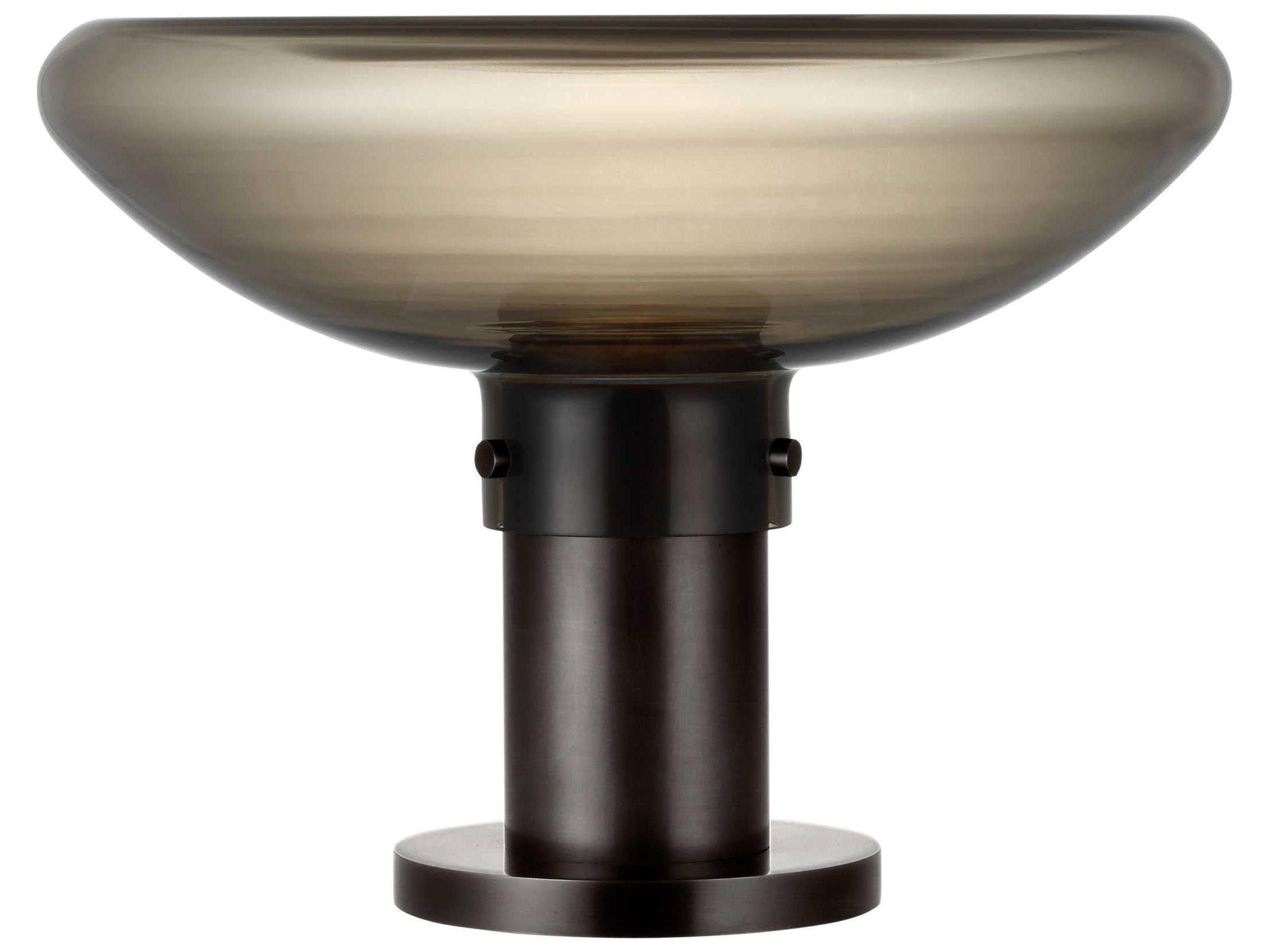 Visual Comfort Modern Morgan Burnished Bronze Smoke Etched Glass Table Lamp