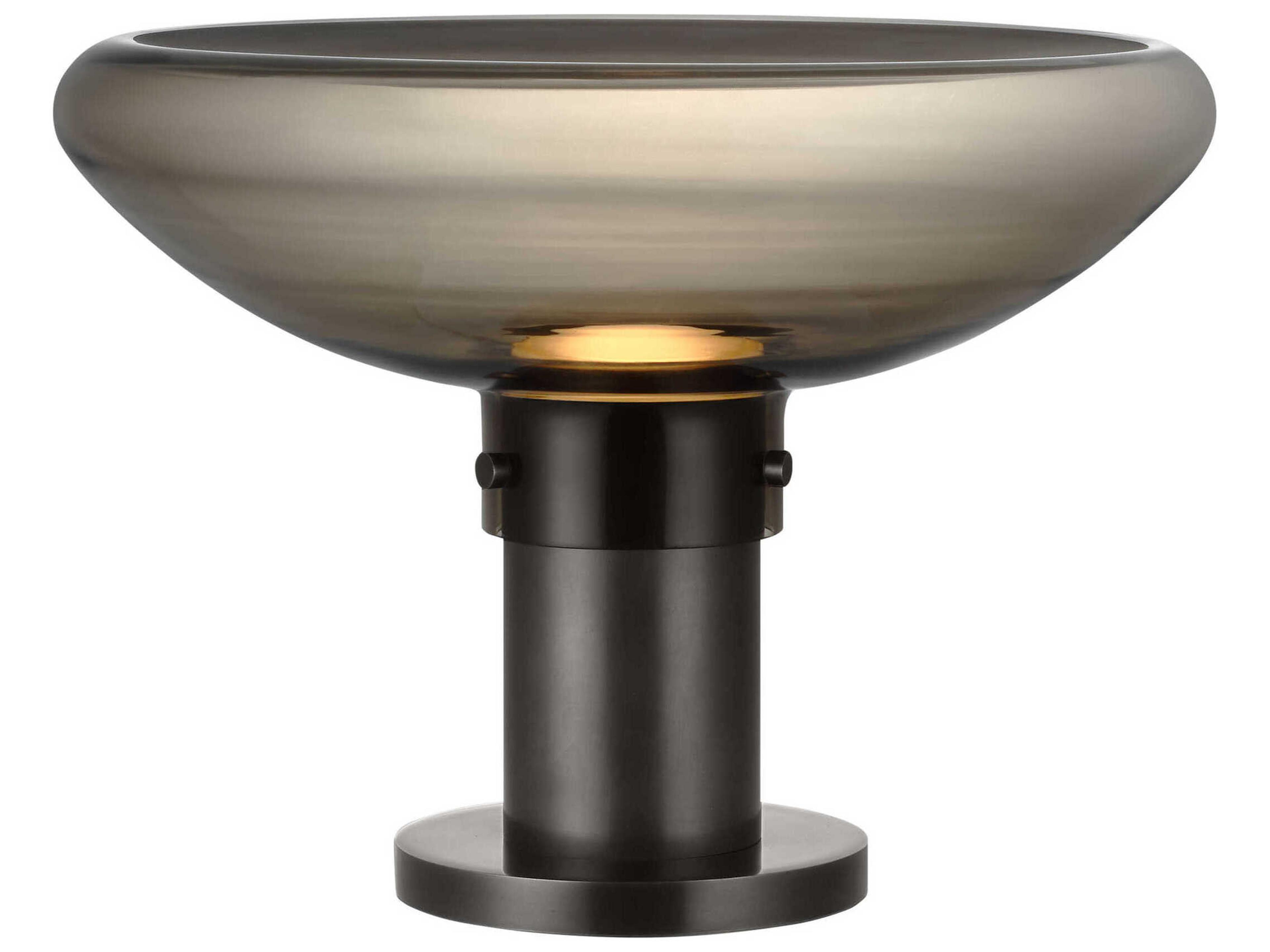 Visual Comfort Modern Morgan Burnished Bronze Smoke Etched Glass Table Lamp