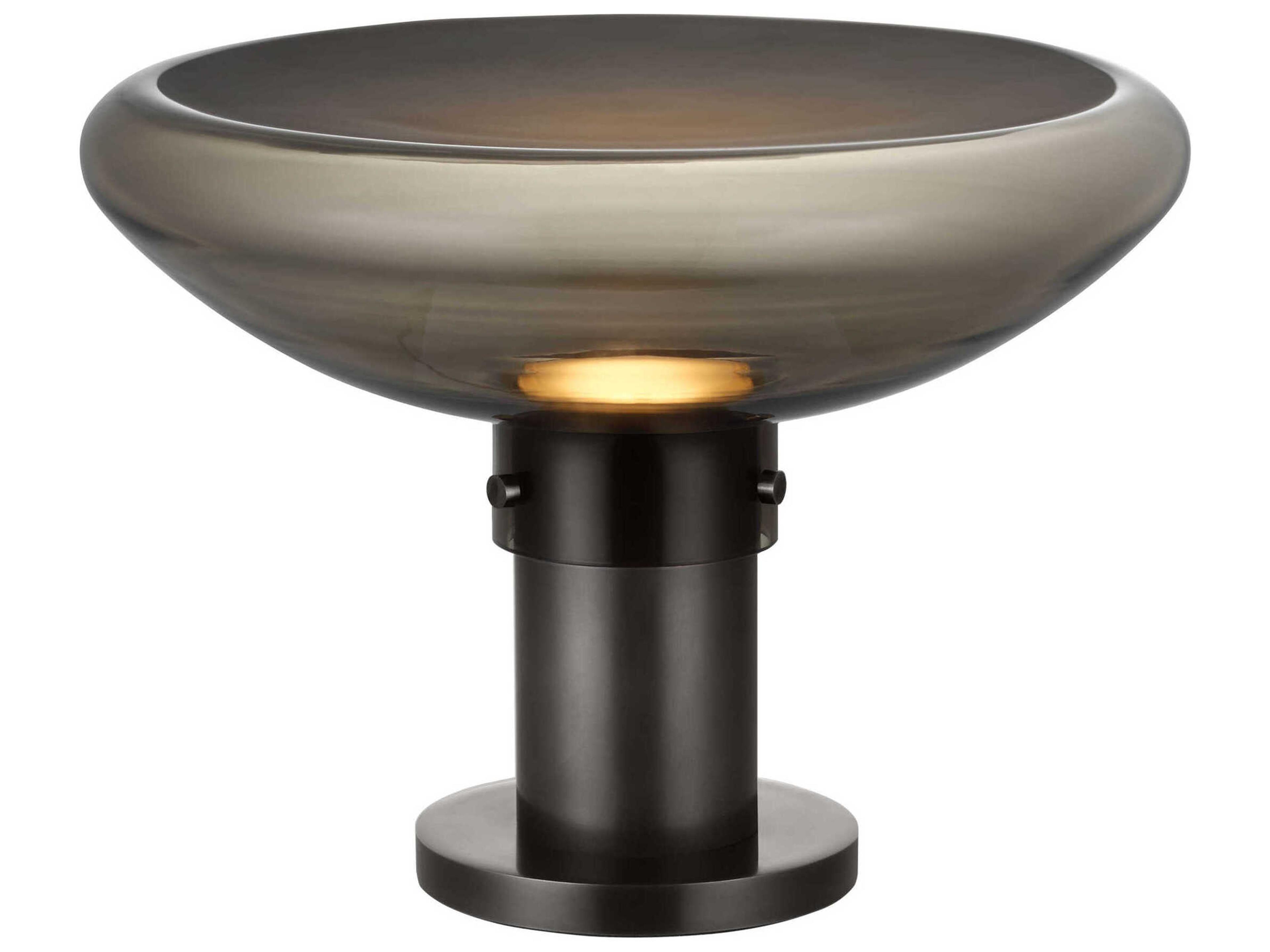 Visual Comfort Modern Morgan Burnished Bronze Smoke Etched Glass Table Lamp