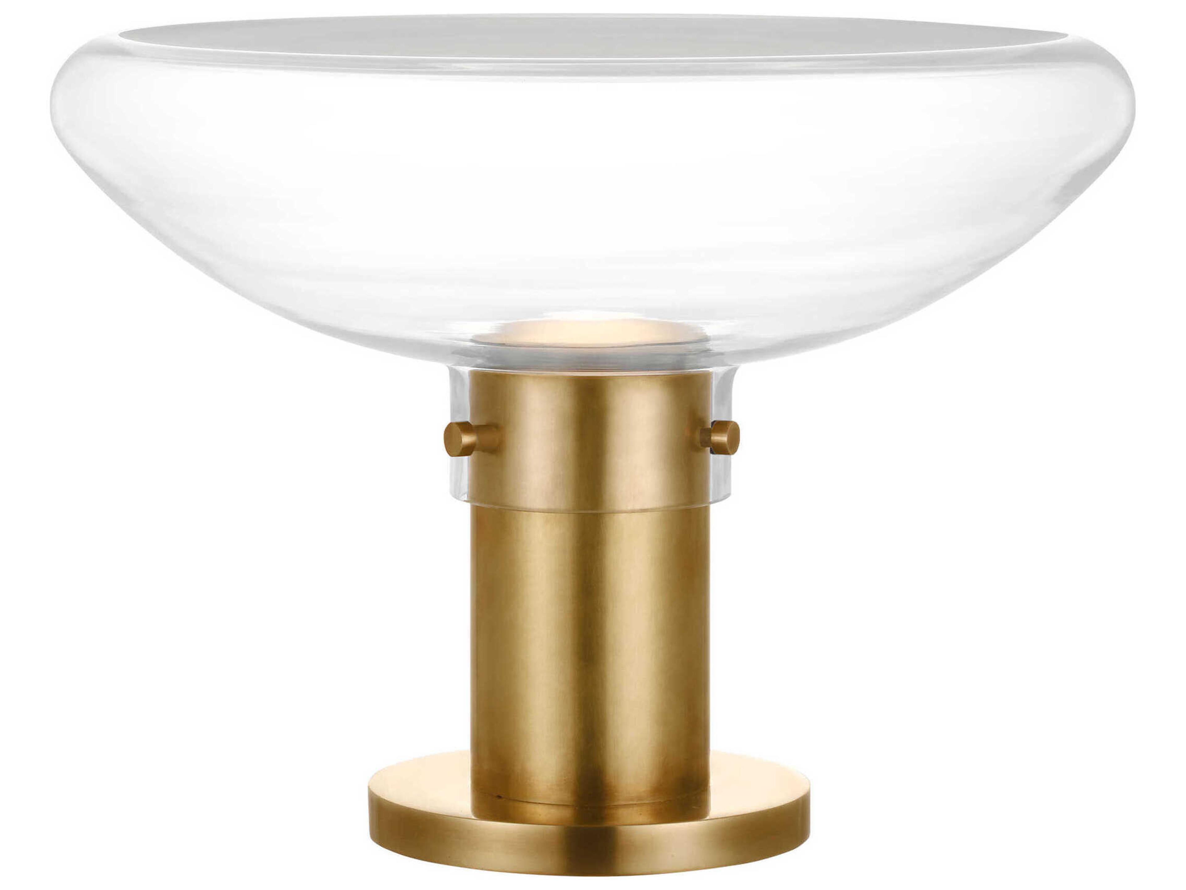 Visual Comfort Modern Morgan Clear Etched Glass Brass Table Lamp