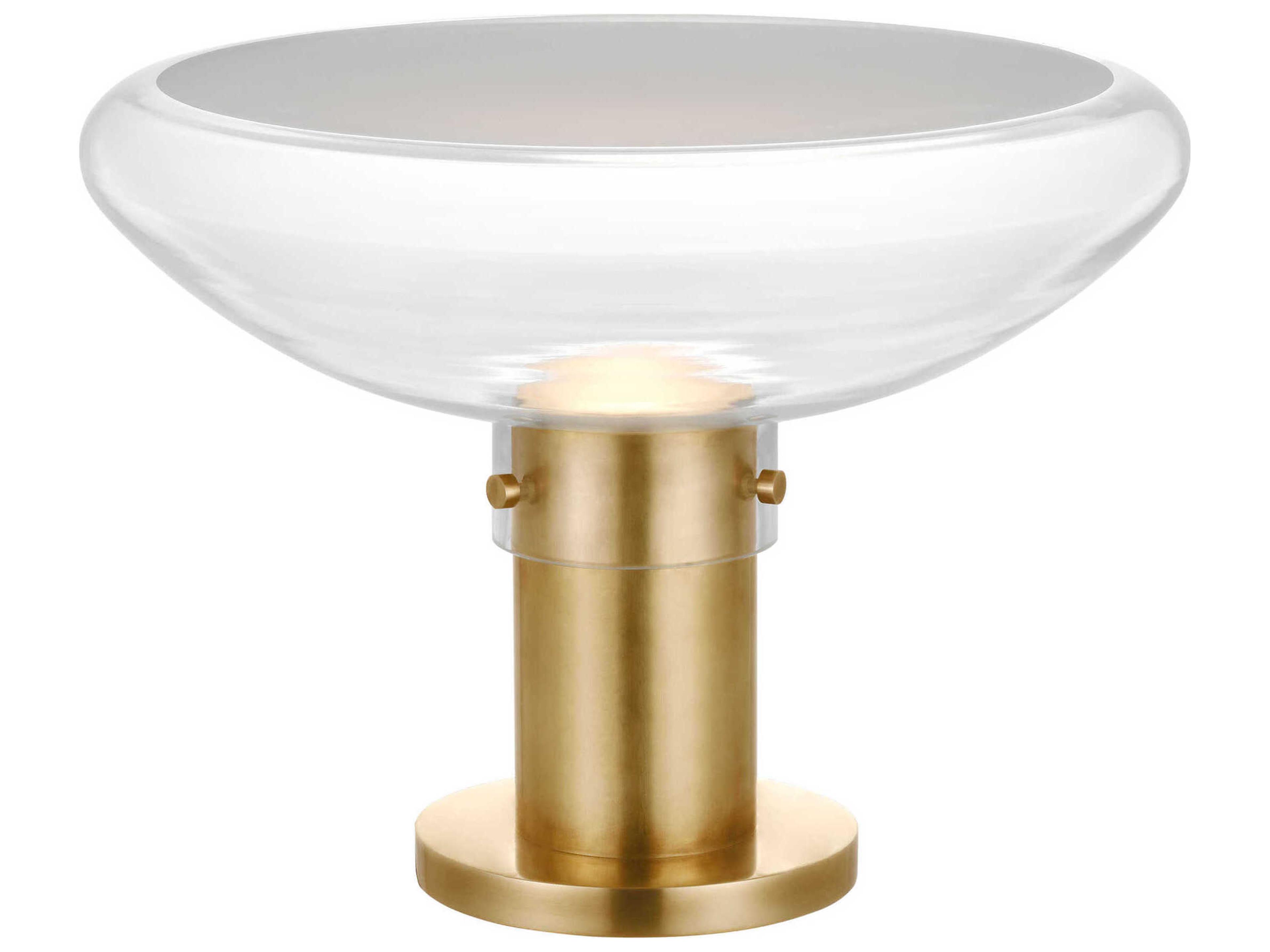 Visual Comfort Modern Morgan Clear Etched Glass Brass Table Lamp